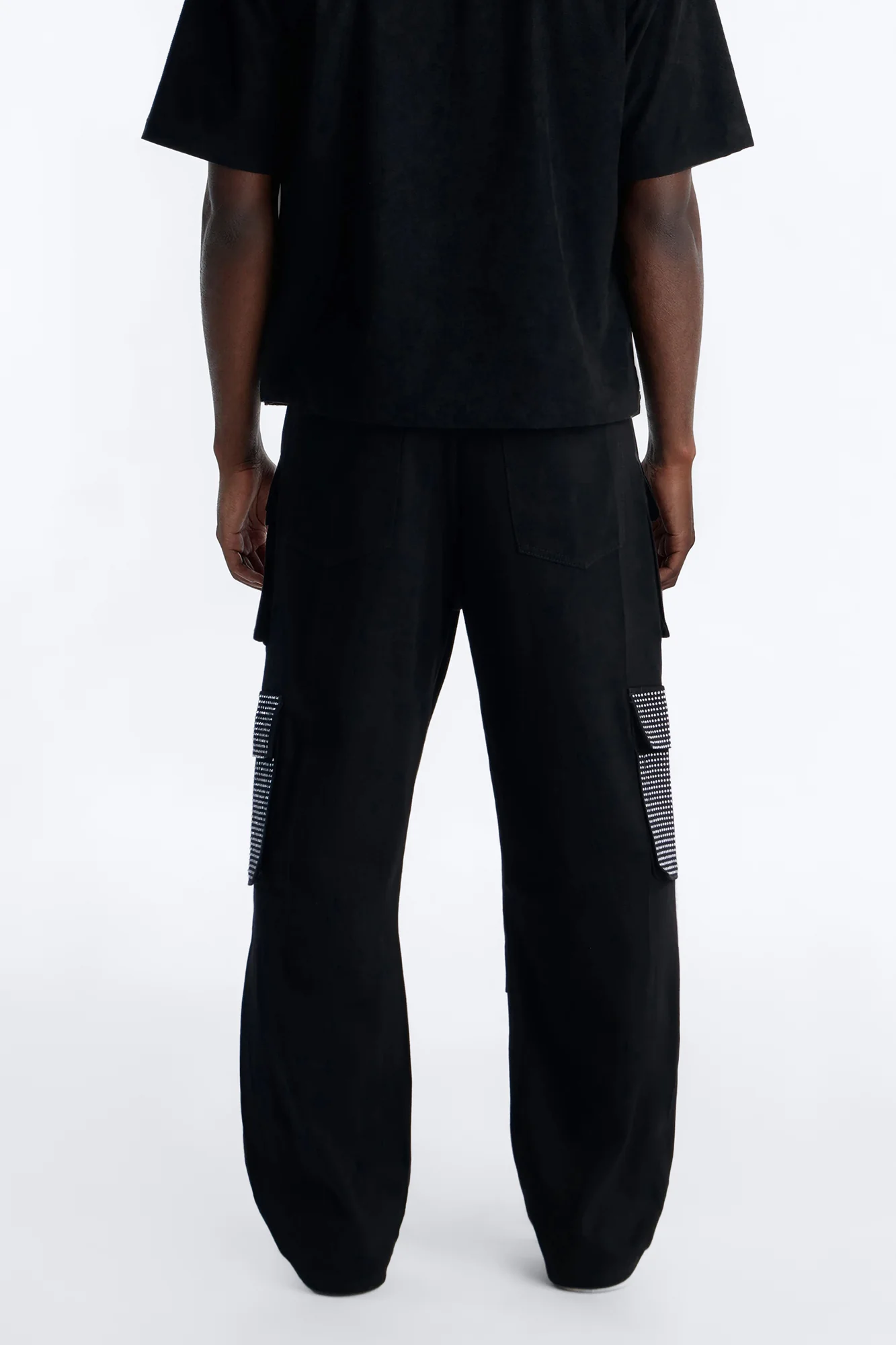 Baggy Rhinestone Combat Cargo Jean - Black Wash - Image 5