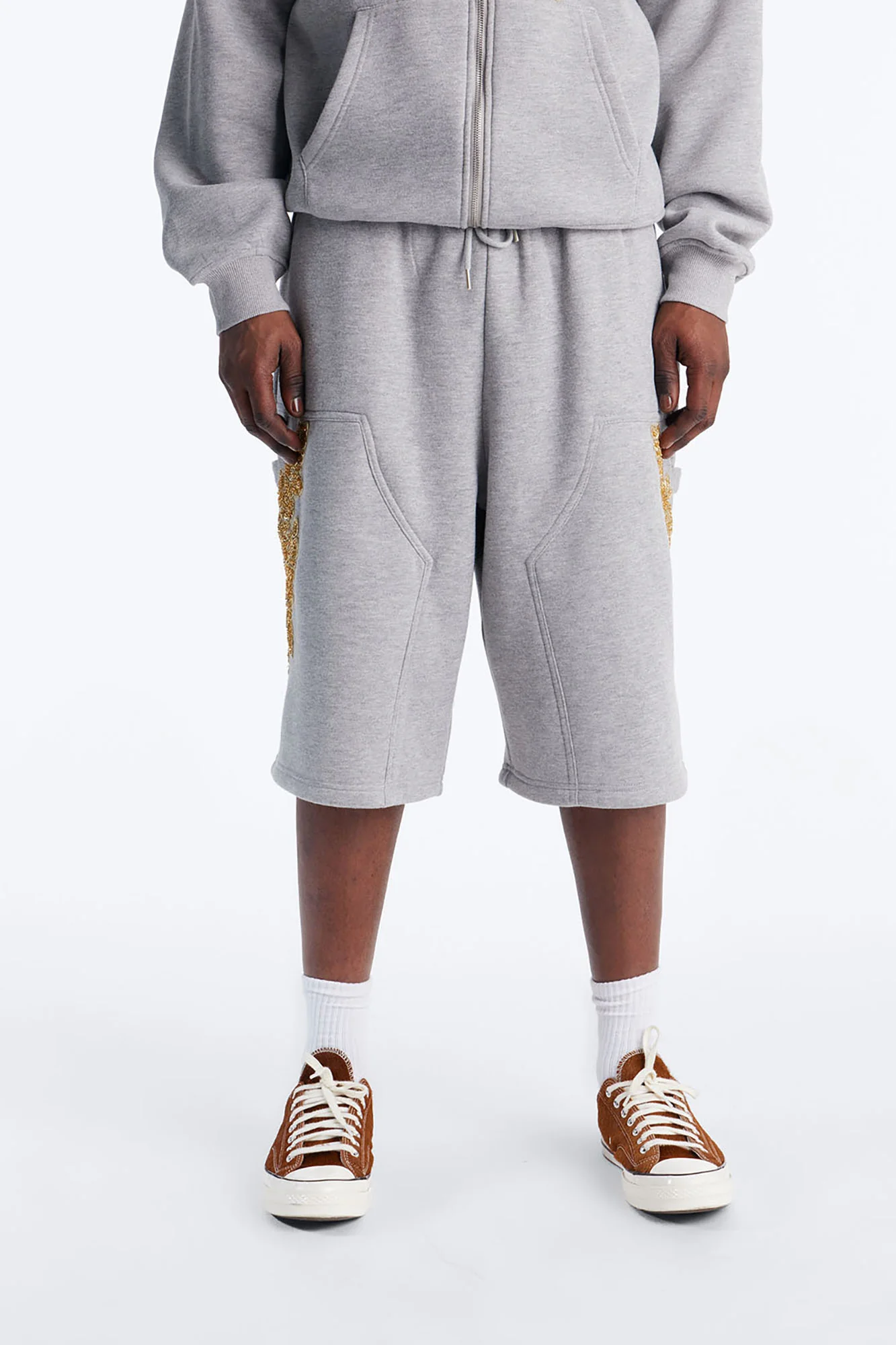 Baggy Rogue Sequin Applique Sweatshort - Grey