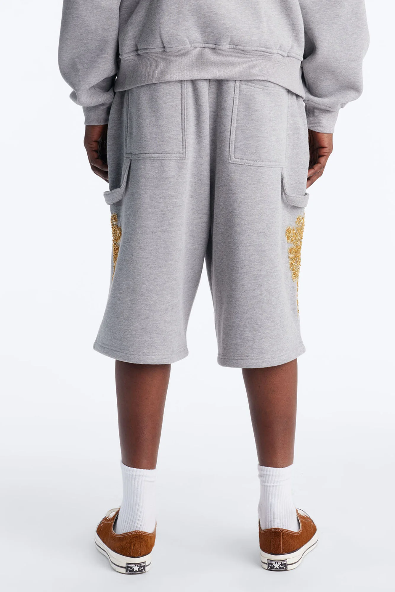 Baggy Rogue Sequin Applique Sweatshort - Grey - Image 5