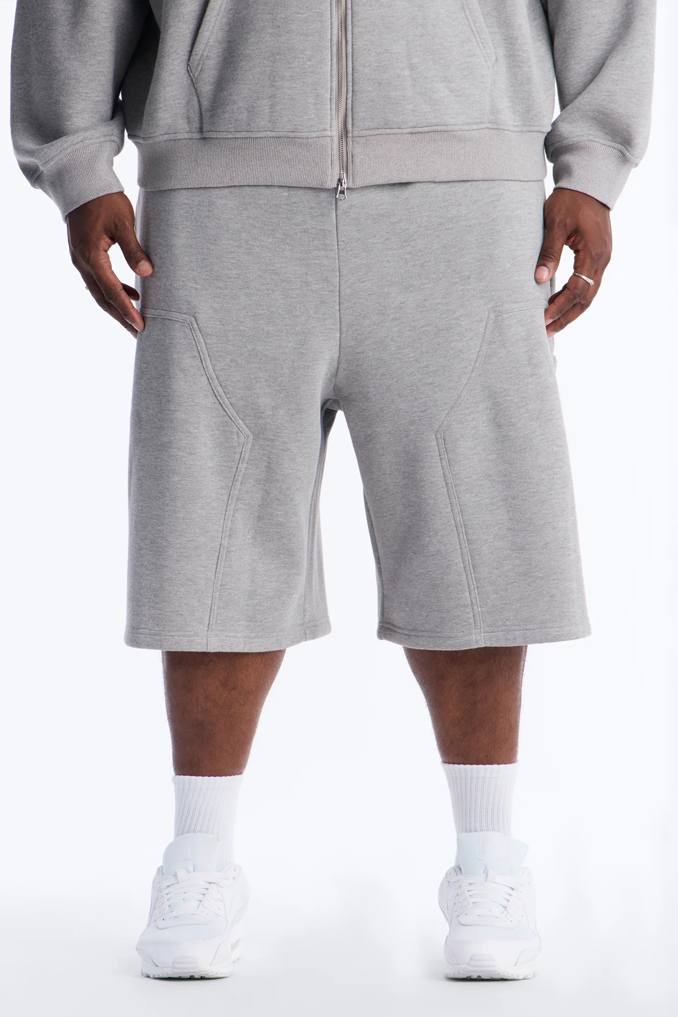 Baggy Rogue Sequin Applique Sweatshort - Grey - Image 6