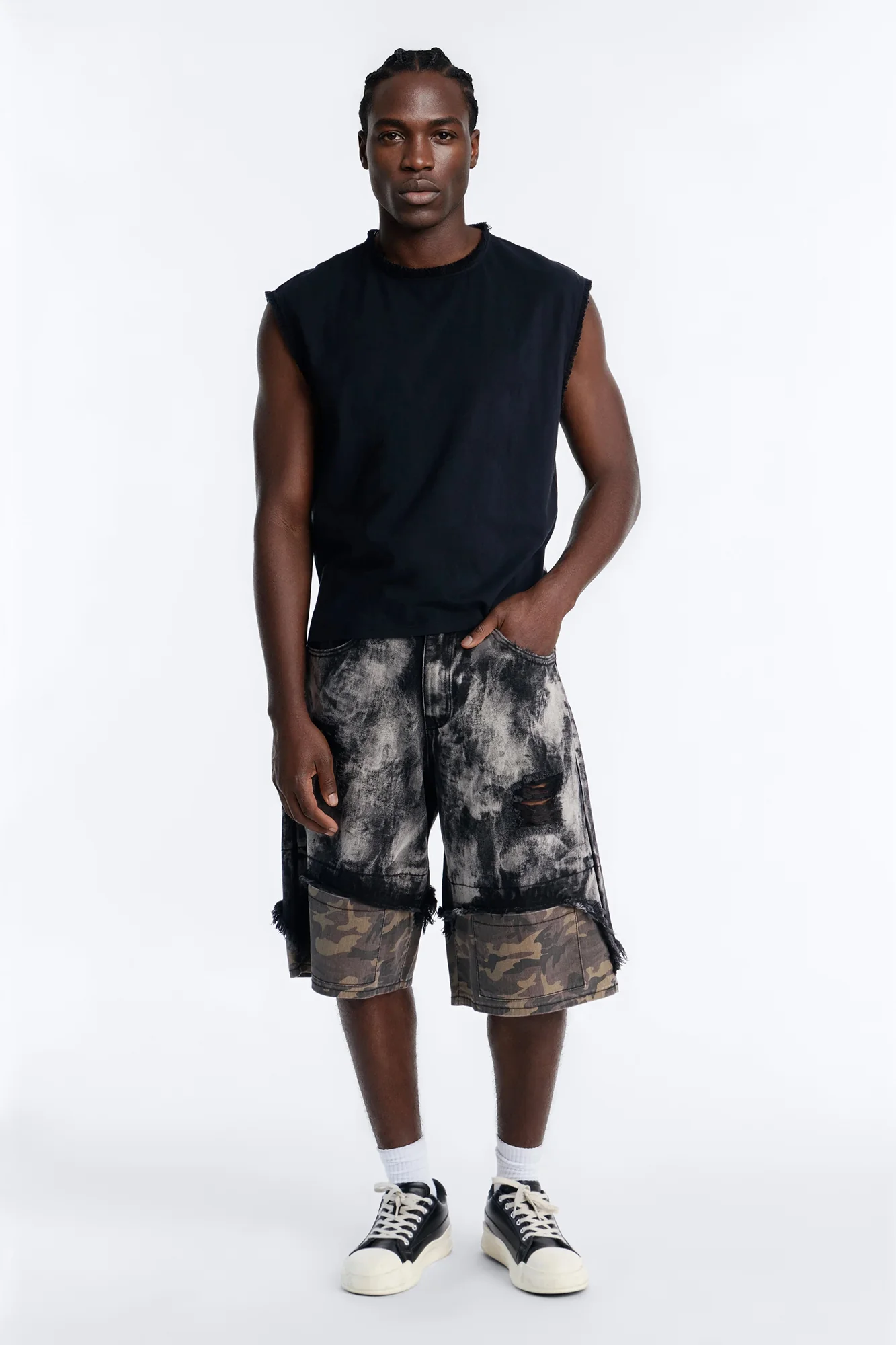 Baggy Safari Riot Denim Short - Black Wash - Image 2