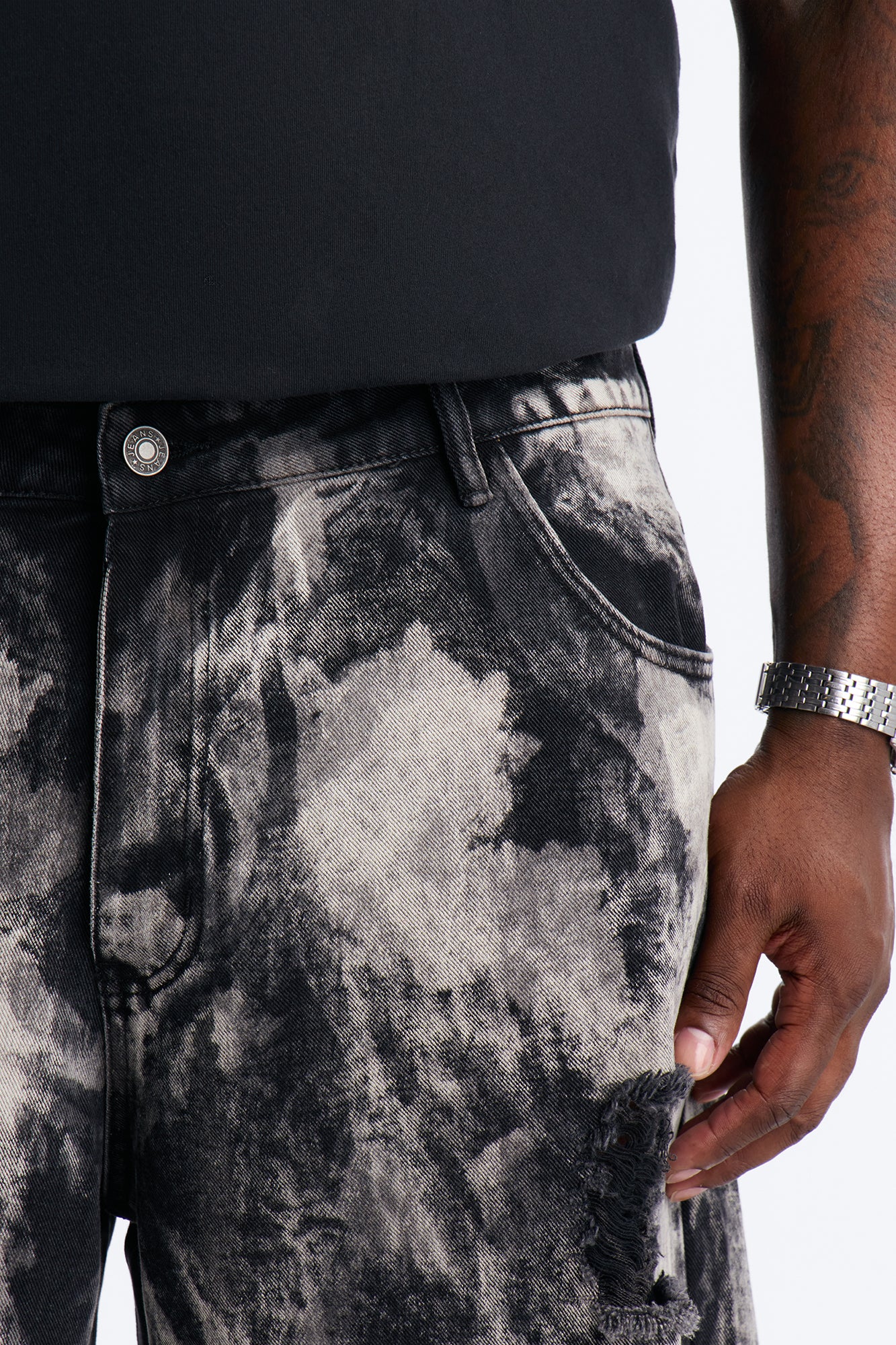 Baggy Safari Riot Denim Short - Black Wash - Image 5