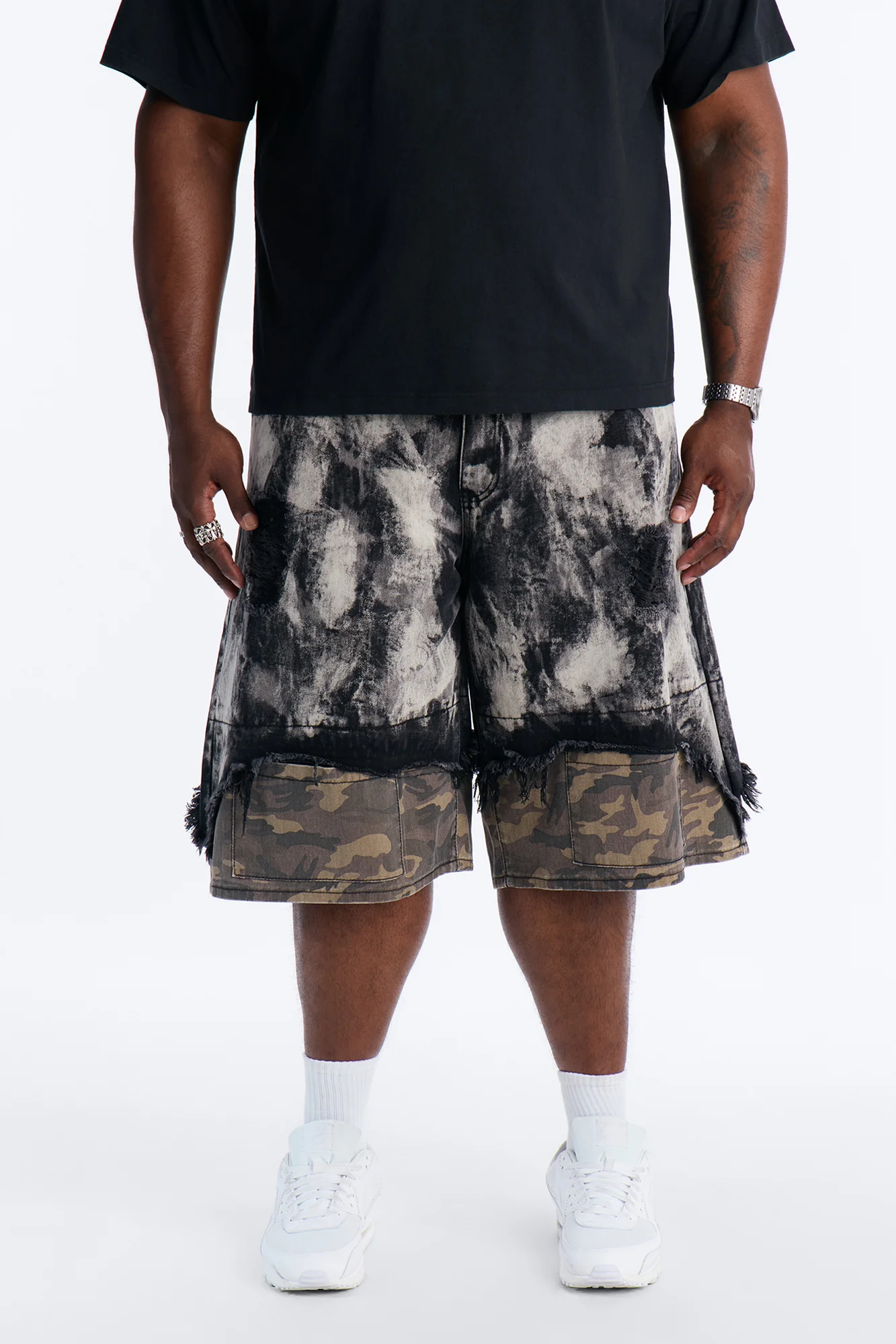 Baggy Safari Riot Denim Short - Black Wash - Image 6