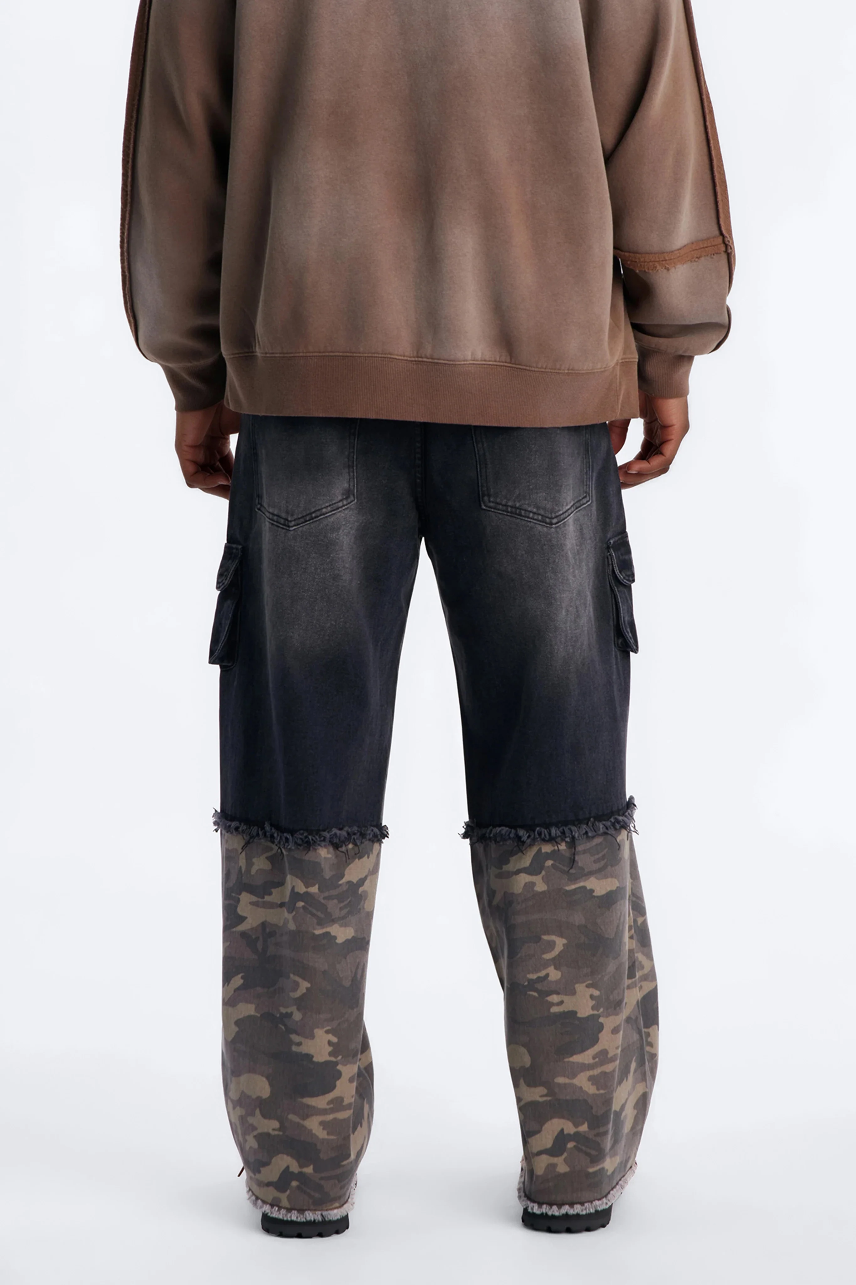 Baggy Safari Split Cargo Jean - Black Wash - Image 5