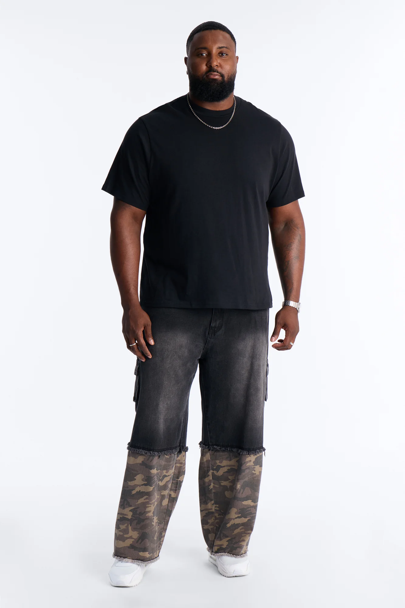 Baggy Safari Split Cargo Jean - Black Wash - Image 7