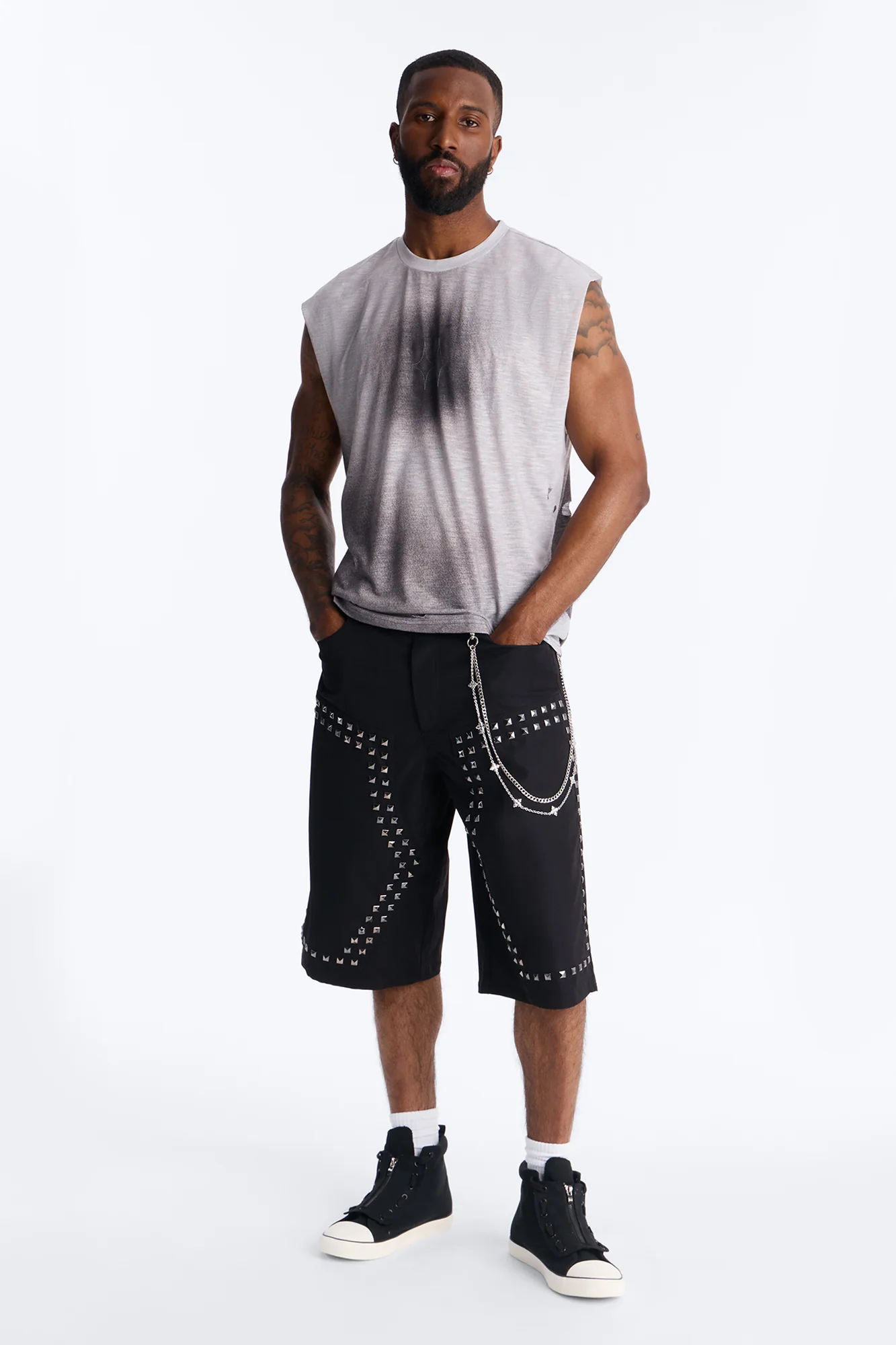 Baggy Silver Springs Studded Short - Black - Image 2