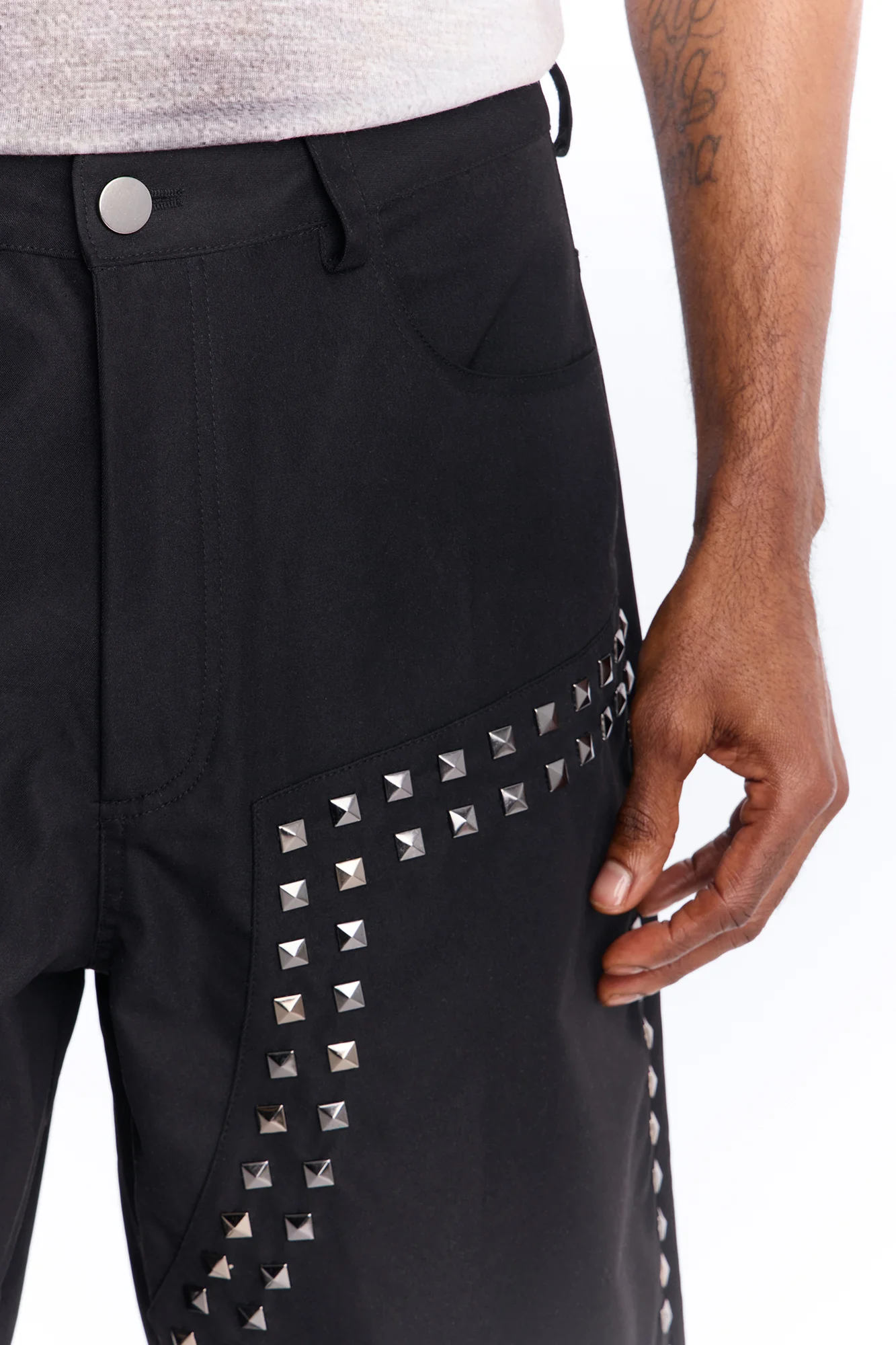 Baggy Silver Springs Studded Short - Black - Image 3