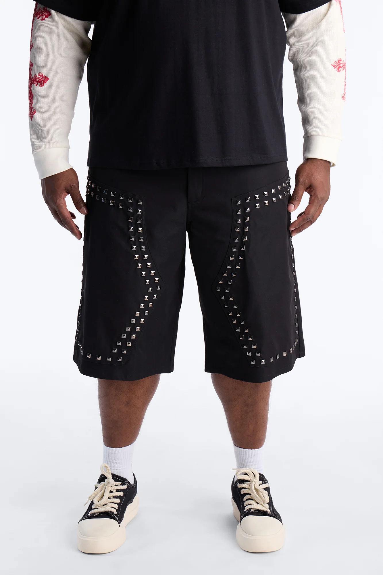 Baggy Silver Springs Studded Short - Black - Image 5