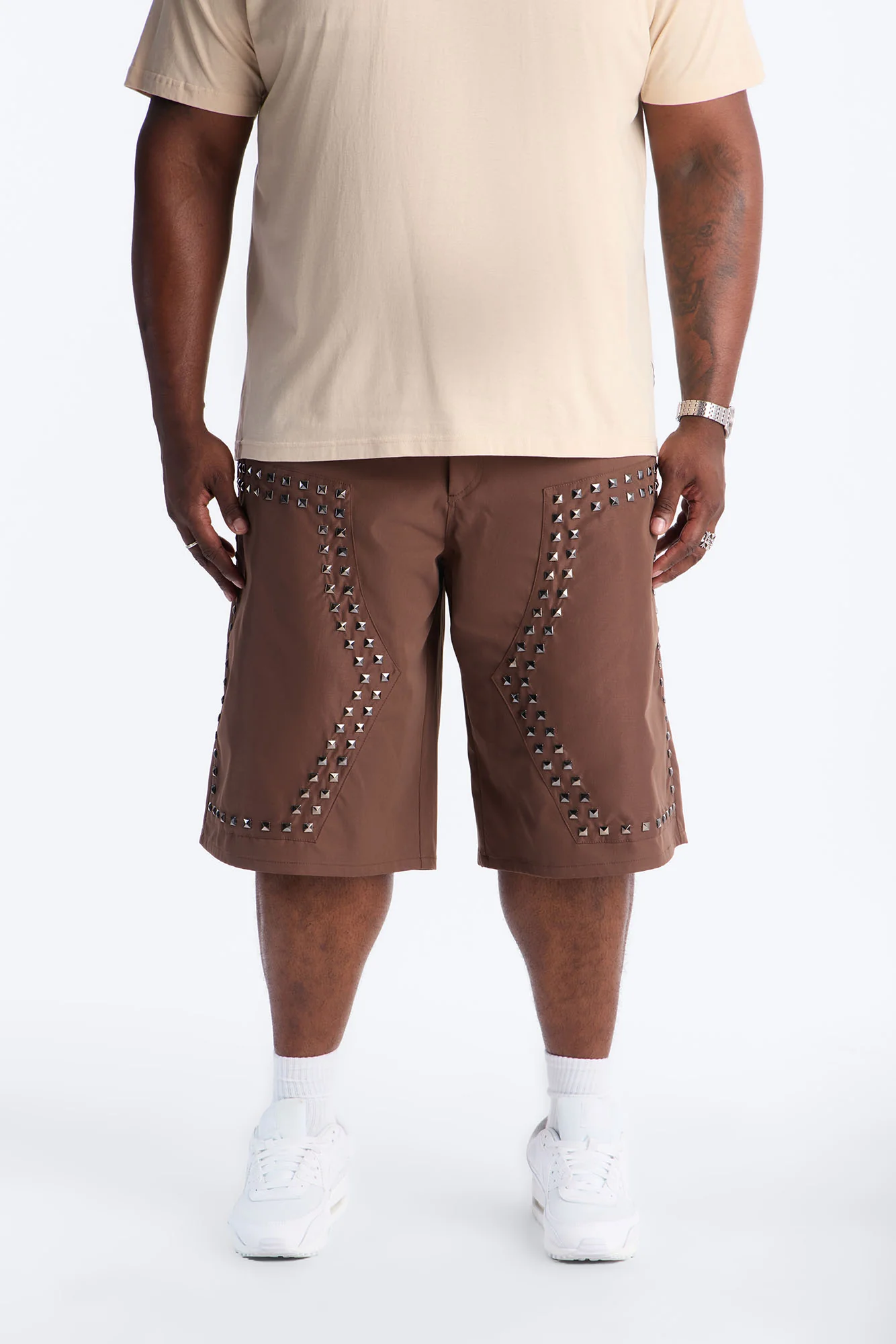 Baggy Silver Springs Studded Short - Brown - Image 5