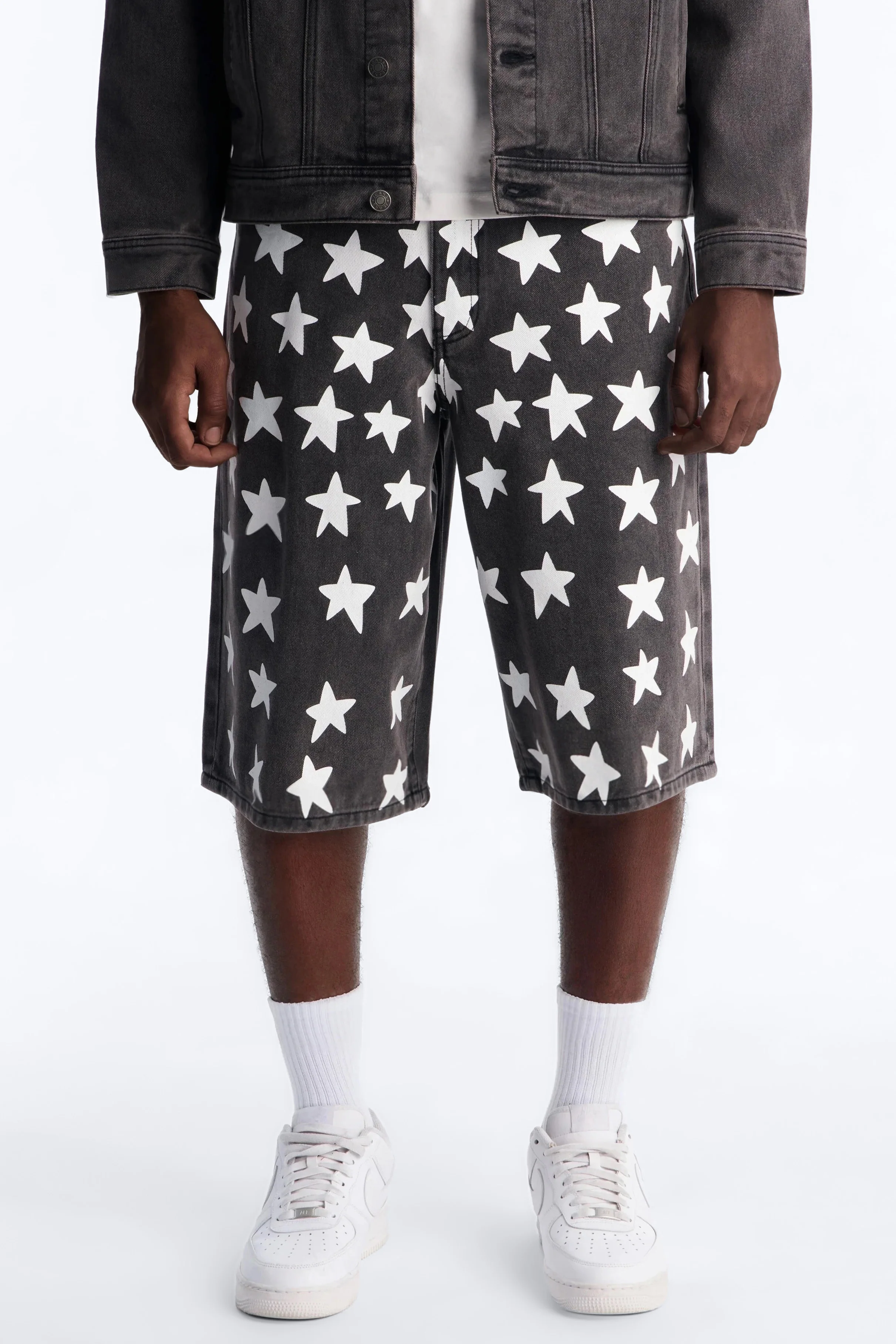 Baggy Star Spangled Denim Short - Black Wash