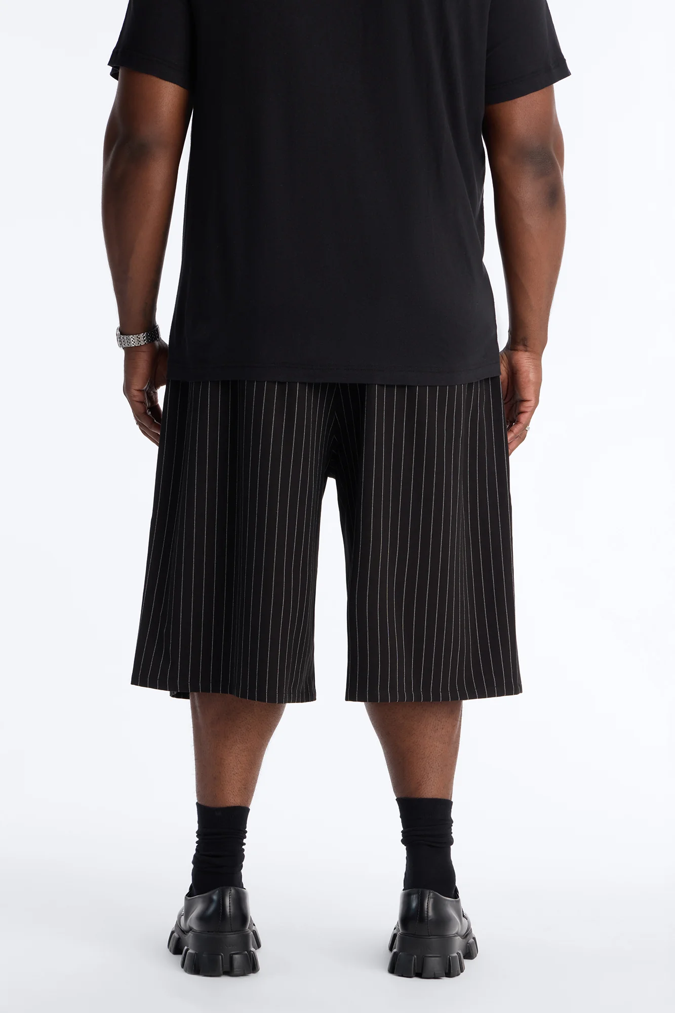 Baggy Straight Striped Soho Refined Short - Black - Image 8