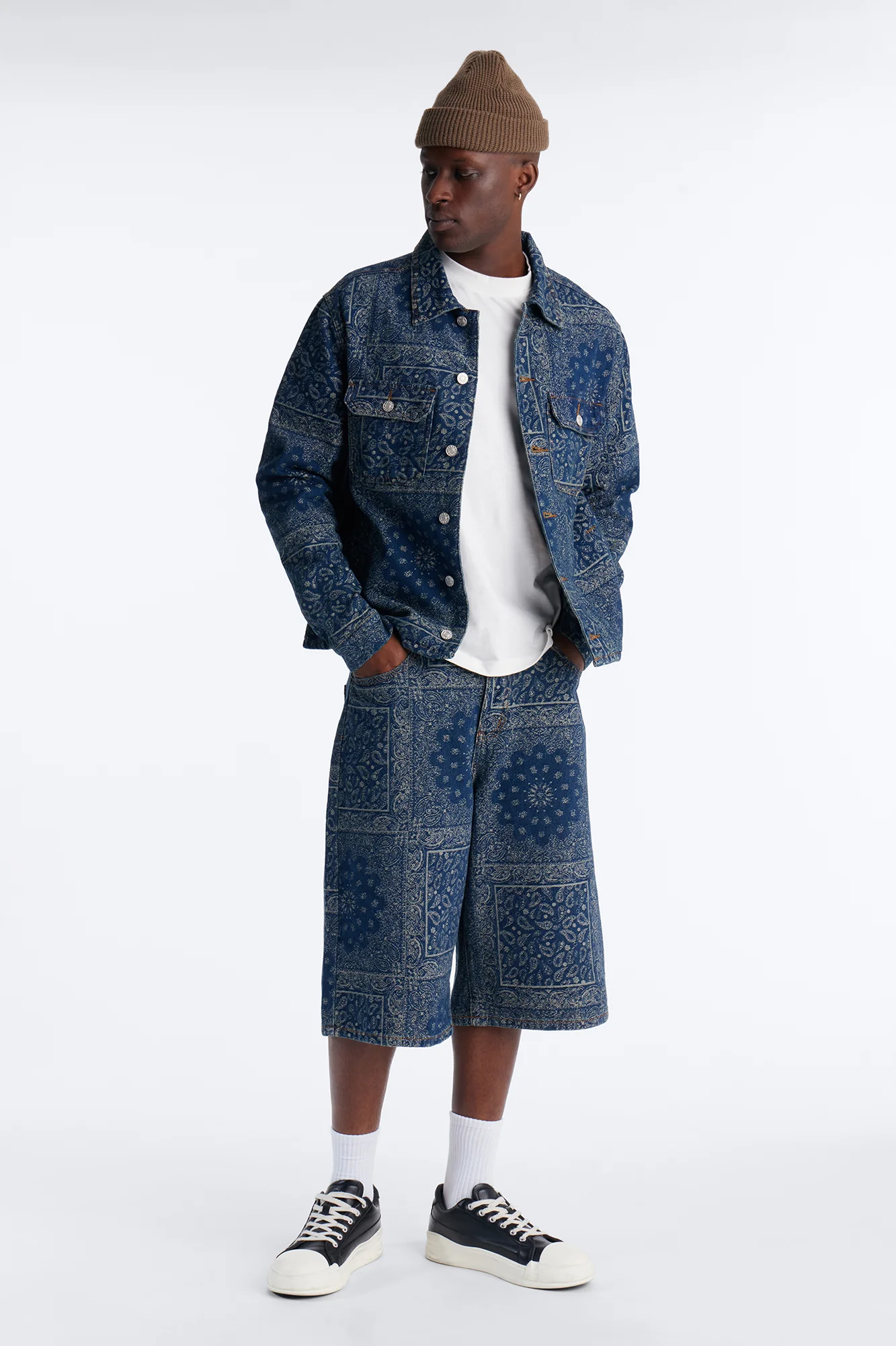 Baggy Street Paisley Denim Short - Dark Wash - Image 2