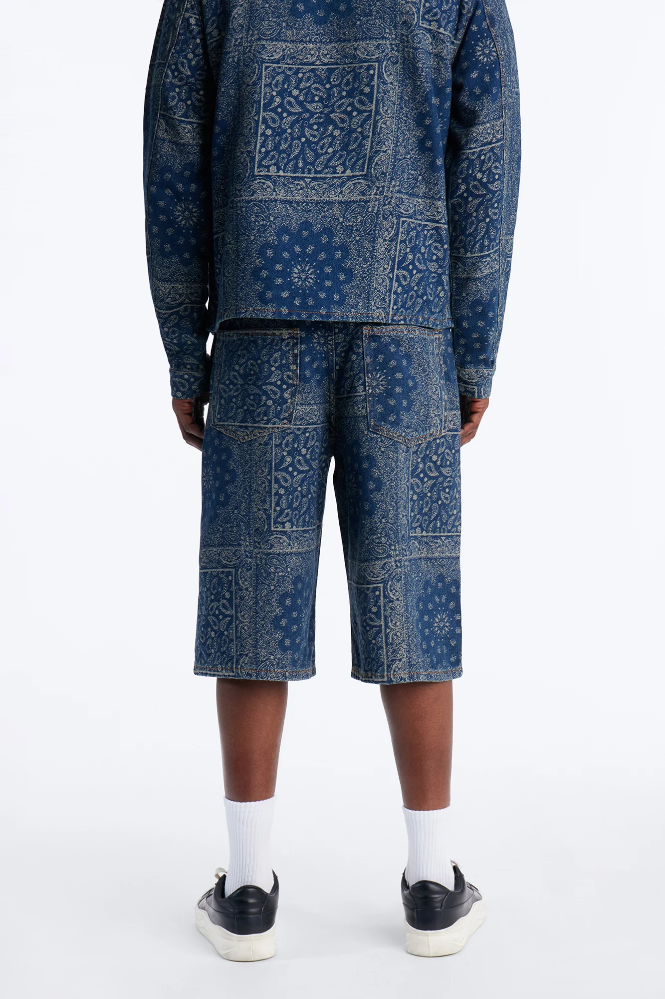 Baggy Street Paisley Denim Short - Dark Wash - Image 4