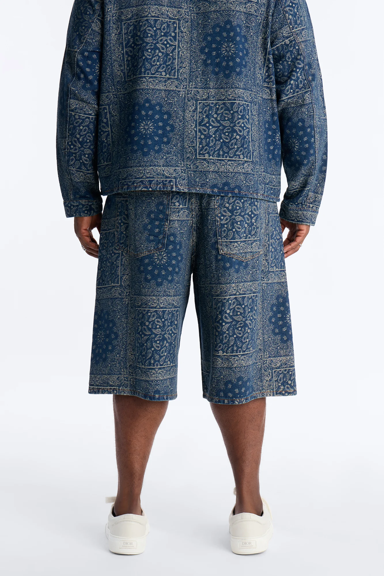 Baggy Street Paisley Denim Short - Dark Wash - Image 8