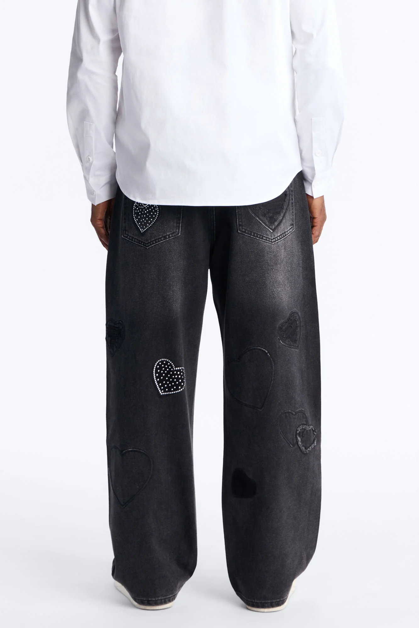 Baggy Stressin' Hearts Jeans - Black Wash - Image 5