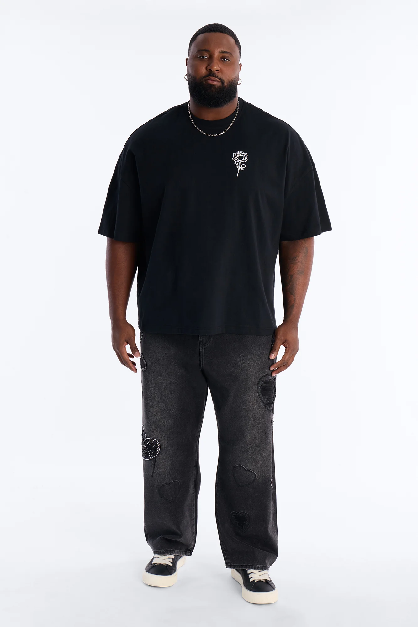 Baggy Stressin' Hearts Jeans - Black Wash - Image 7