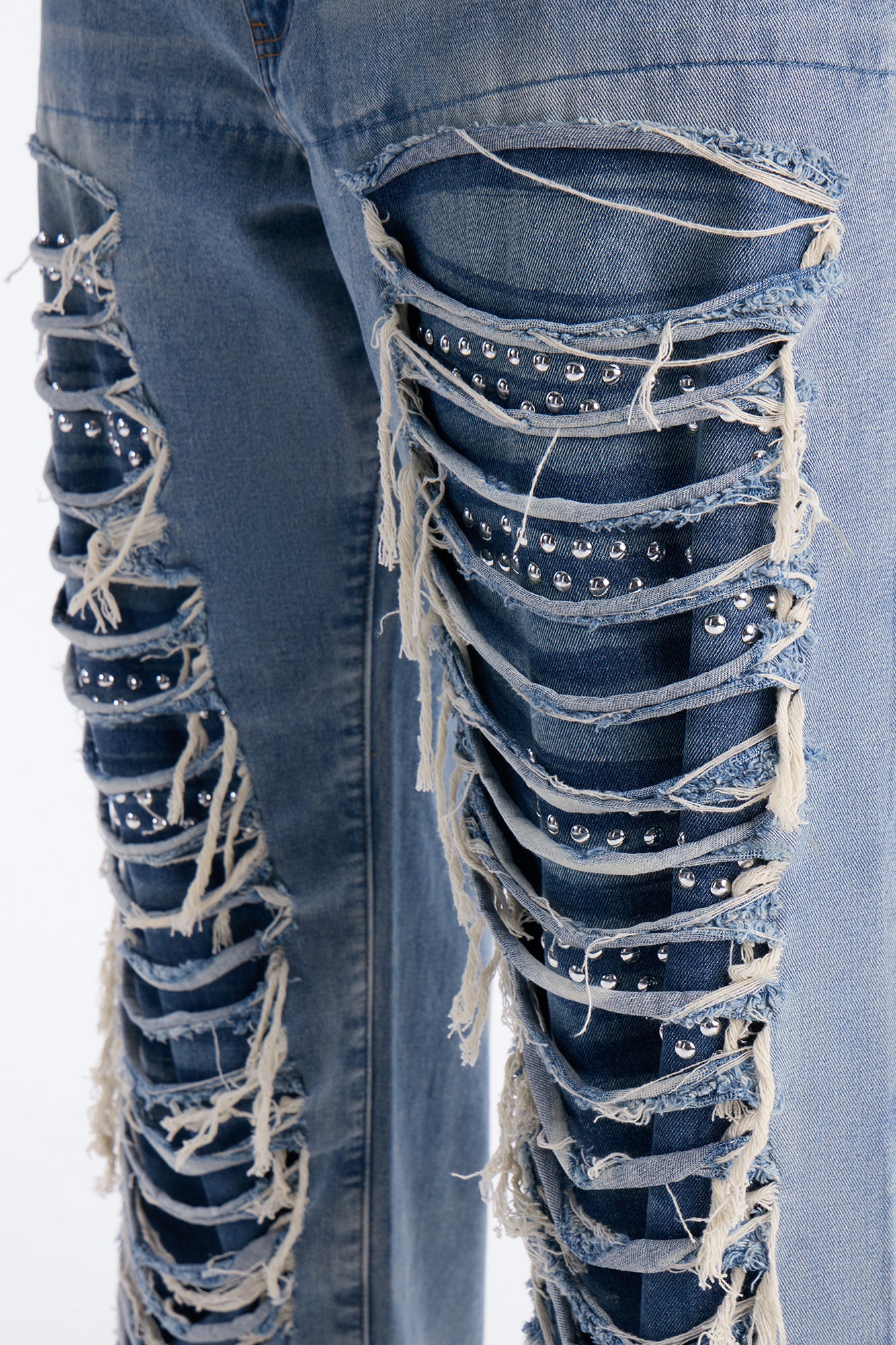 Baggy Studded Mayhem Jean - Light Wash - Image 9