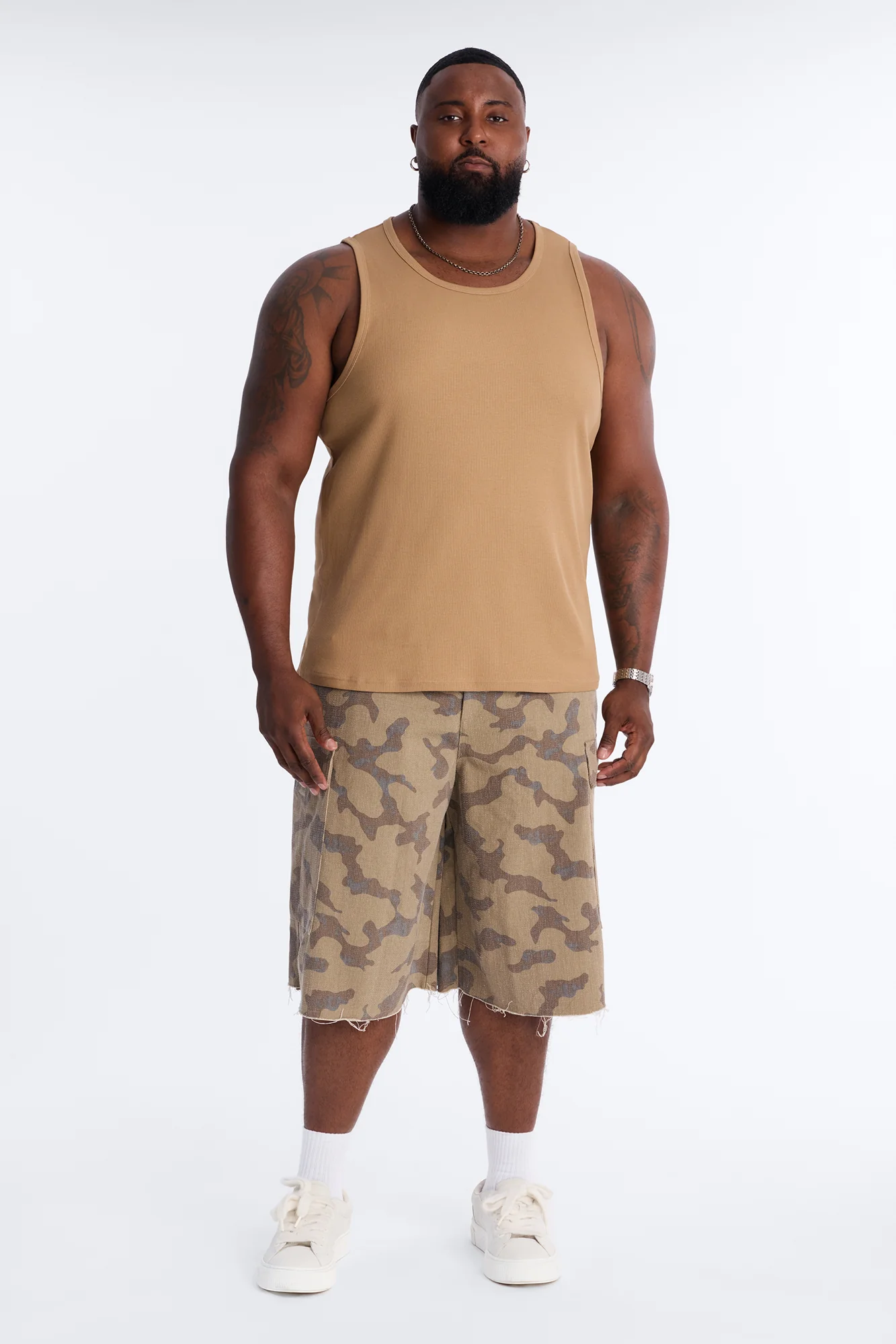 Baggy Subtle Distressed Short - Brown - Image 6
