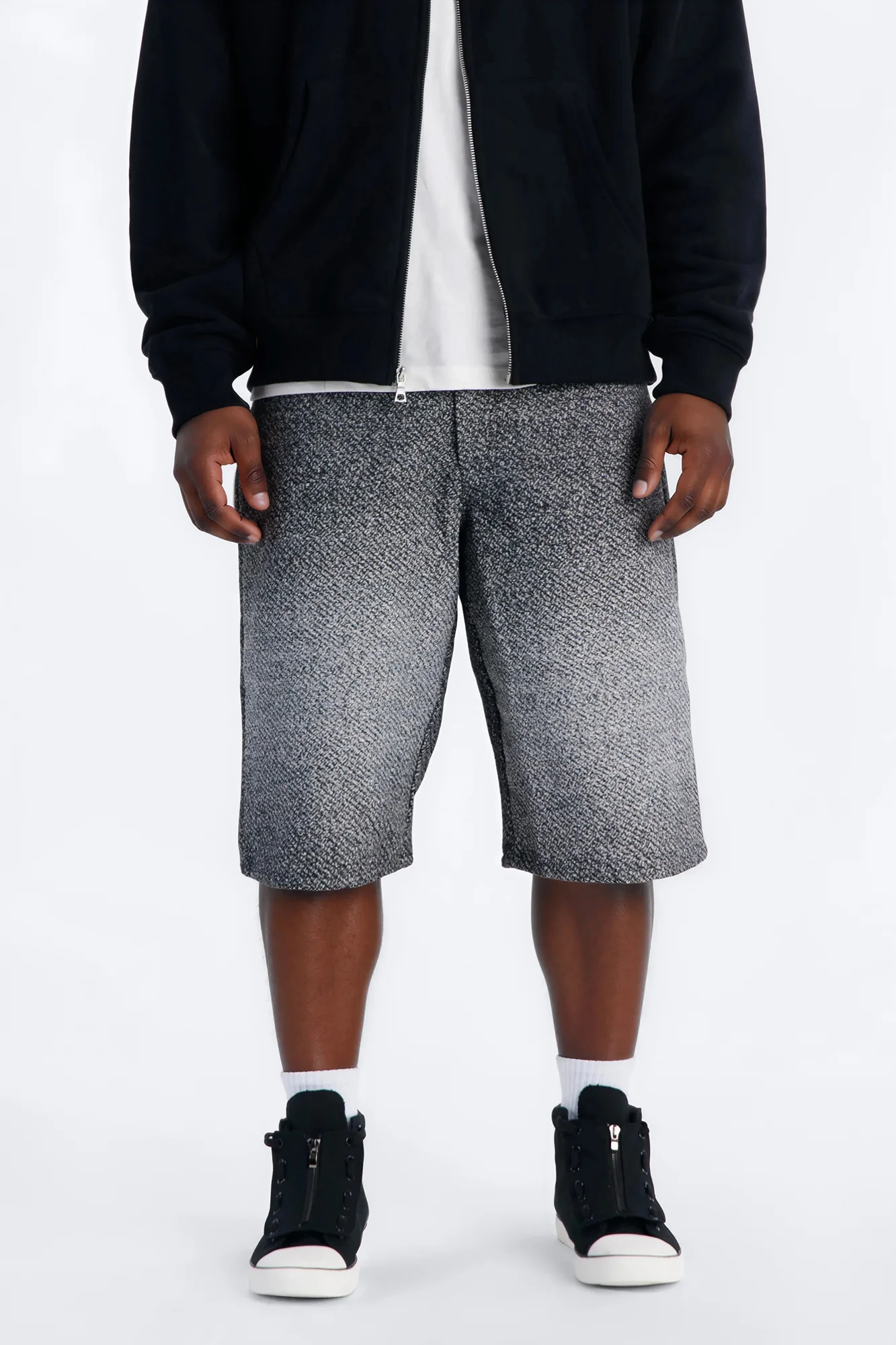 Baggy Tapestry Denim Short - Grey