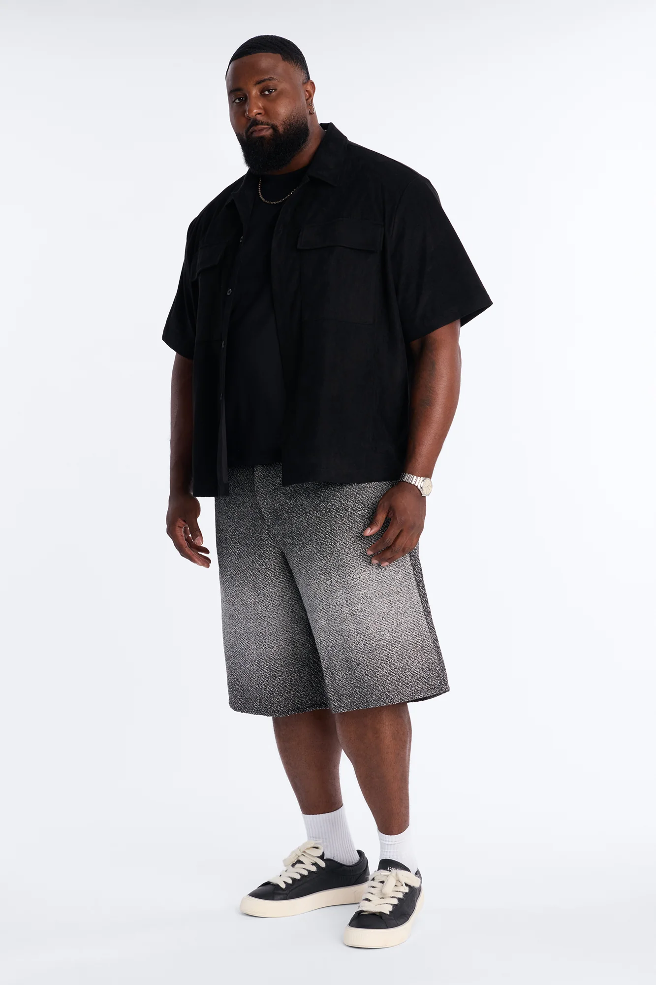 Baggy Tapestry Denim Short - Grey - Image 6