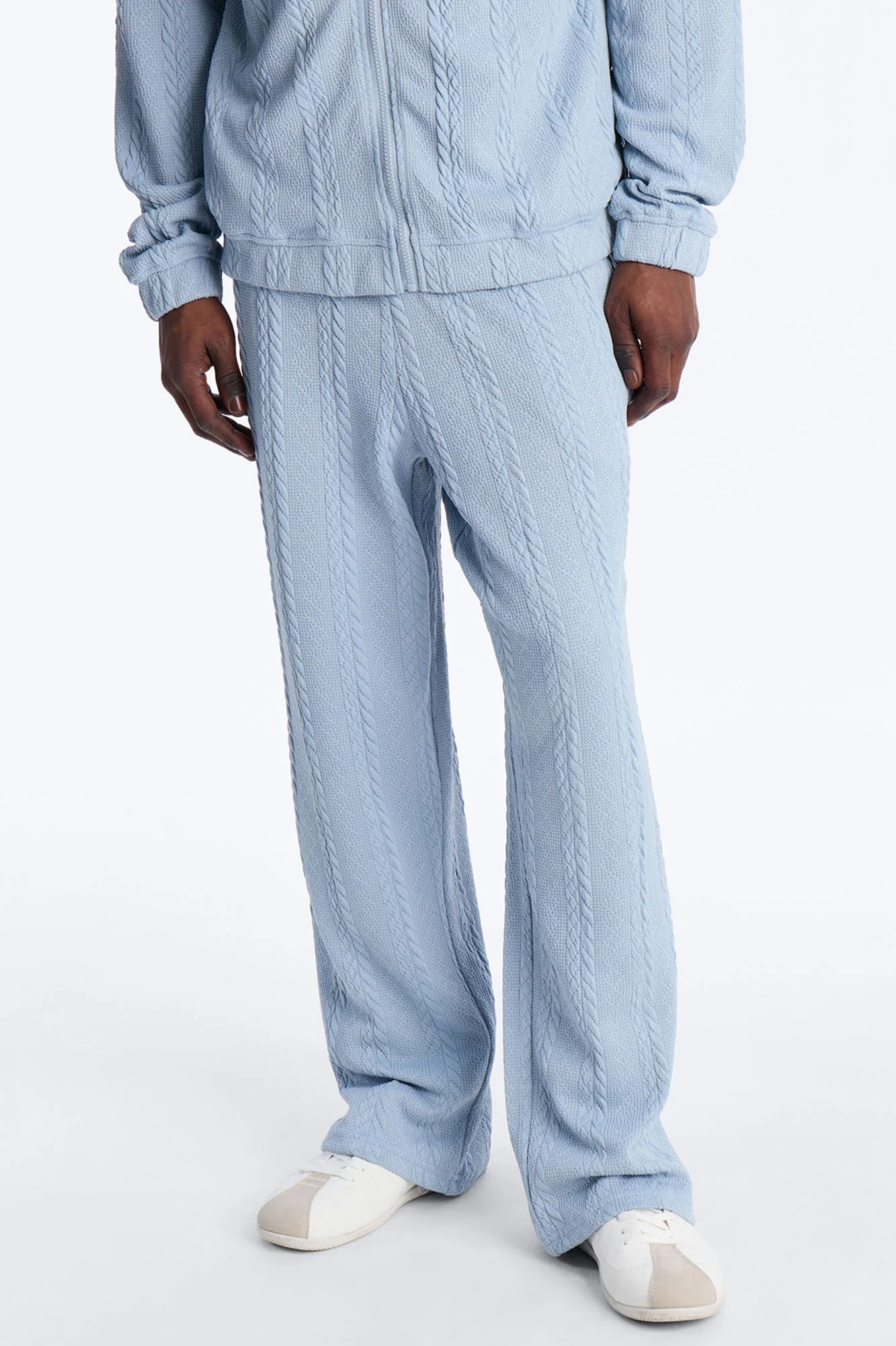 Baggy Textured Cozy Braided Pant - Blue