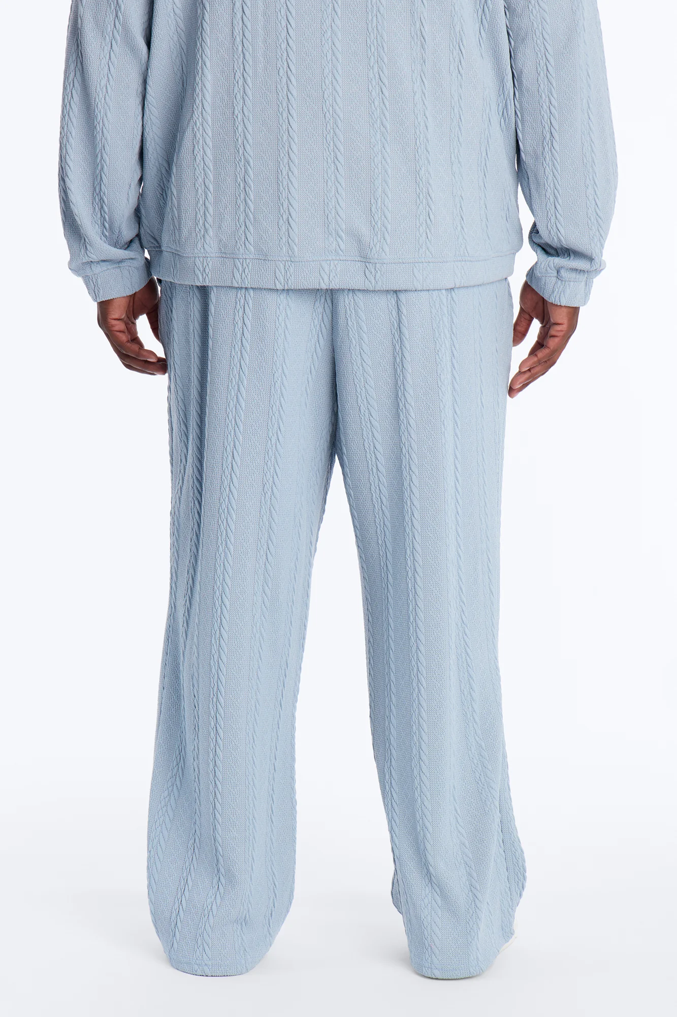Baggy Textured Cozy Braided Pant - Blue - Image 10