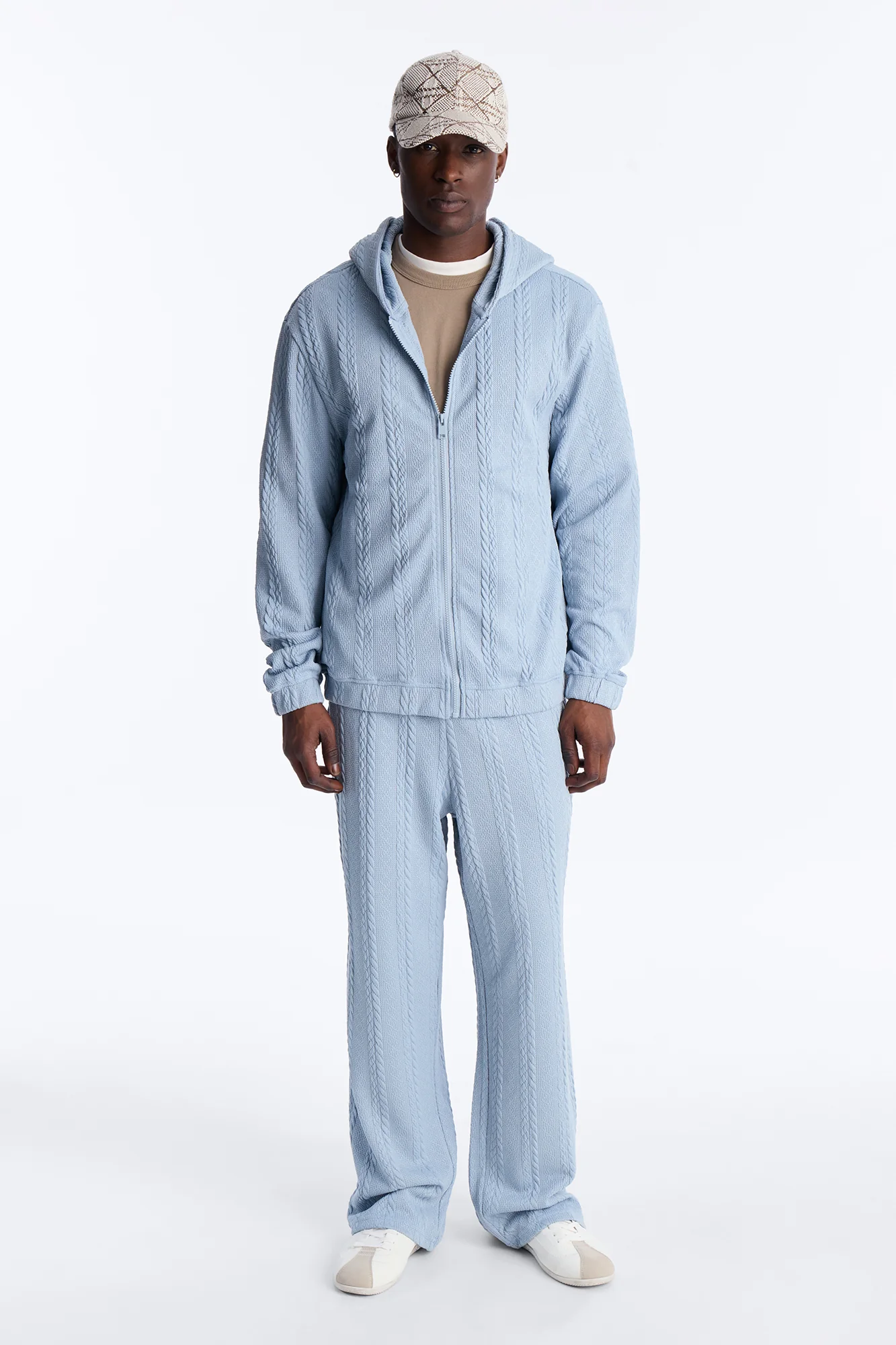 Baggy Textured Cozy Braided Pant - Blue - Image 2