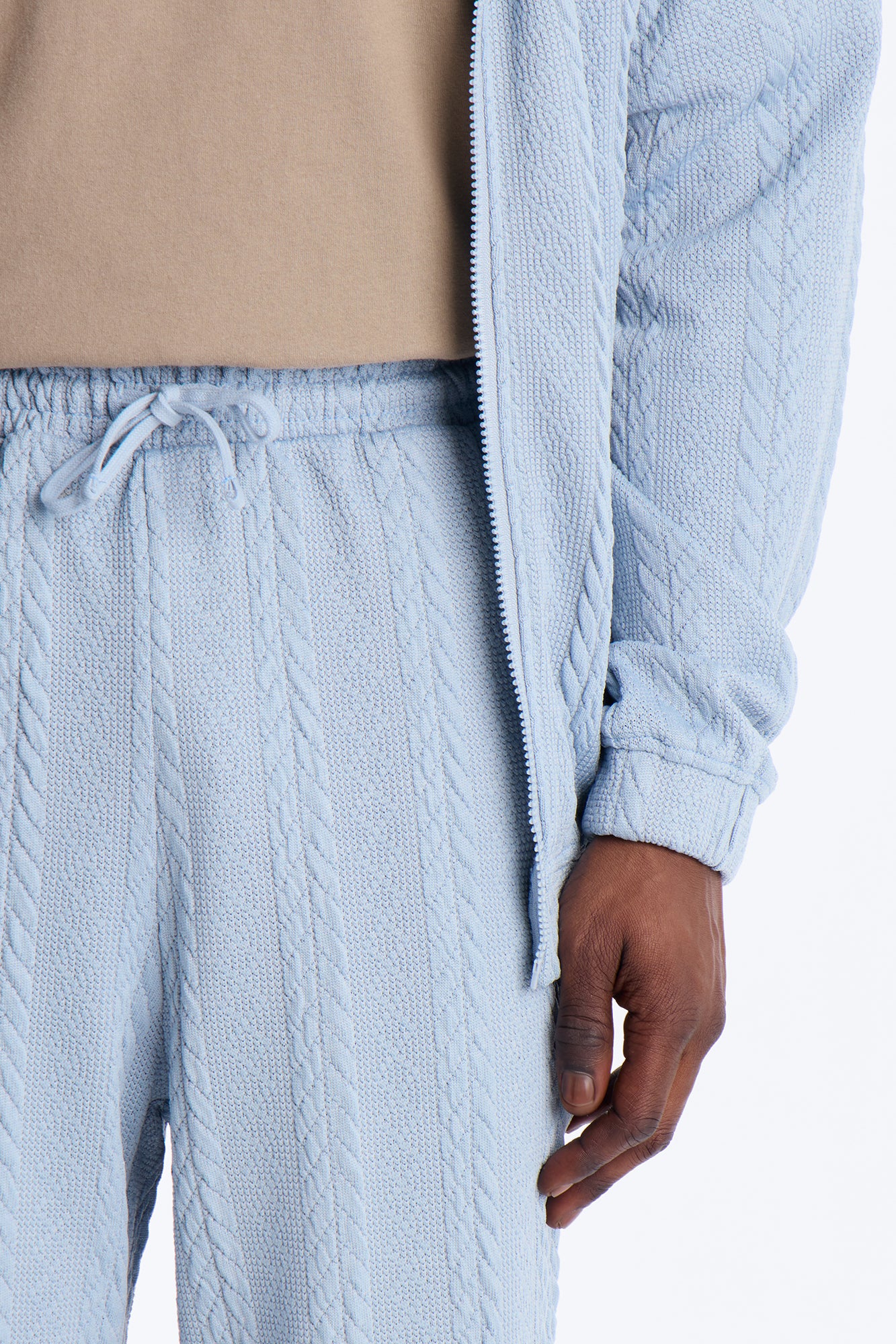 Baggy Textured Cozy Braided Pant - Blue - Image 3
