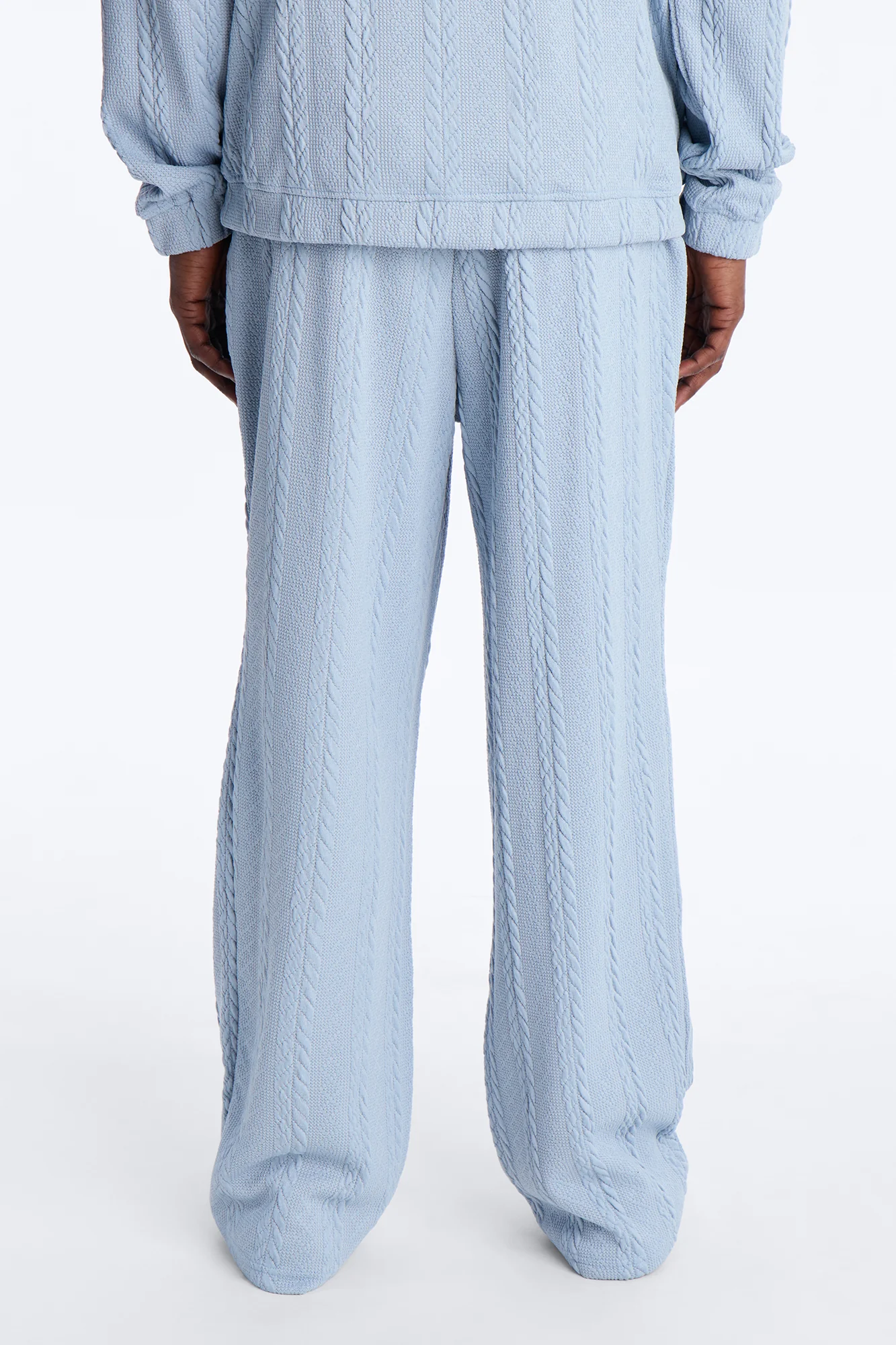 Baggy Textured Cozy Braided Pant - Blue - Image 5