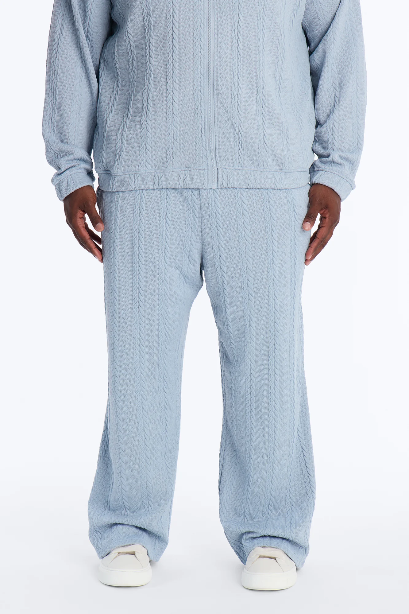 Baggy Textured Cozy Braided Pant - Blue - Image 6