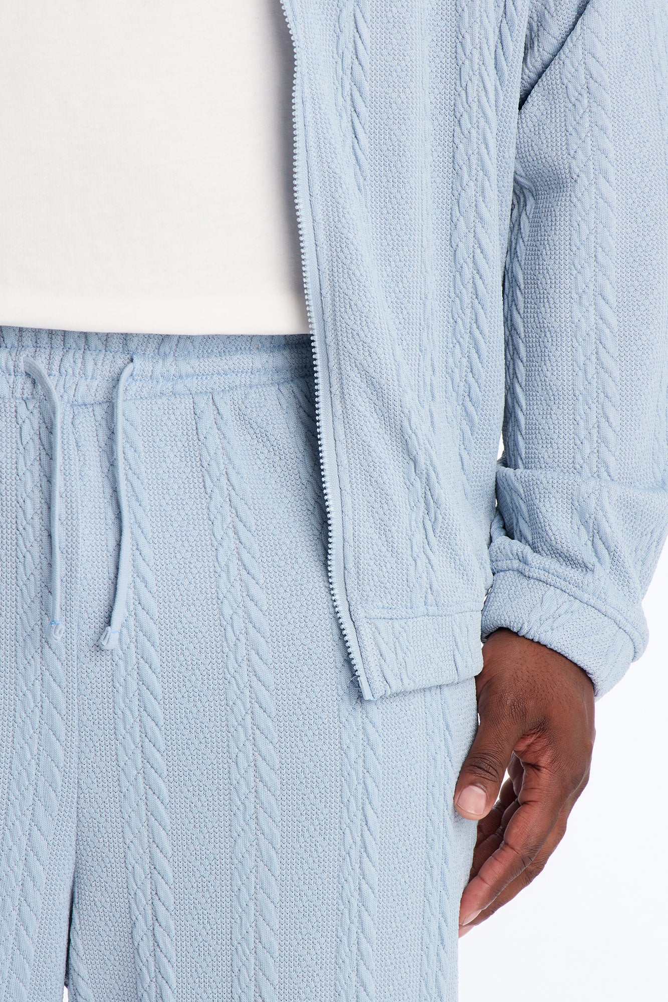 Baggy Textured Cozy Braided Pant - Blue - Image 8