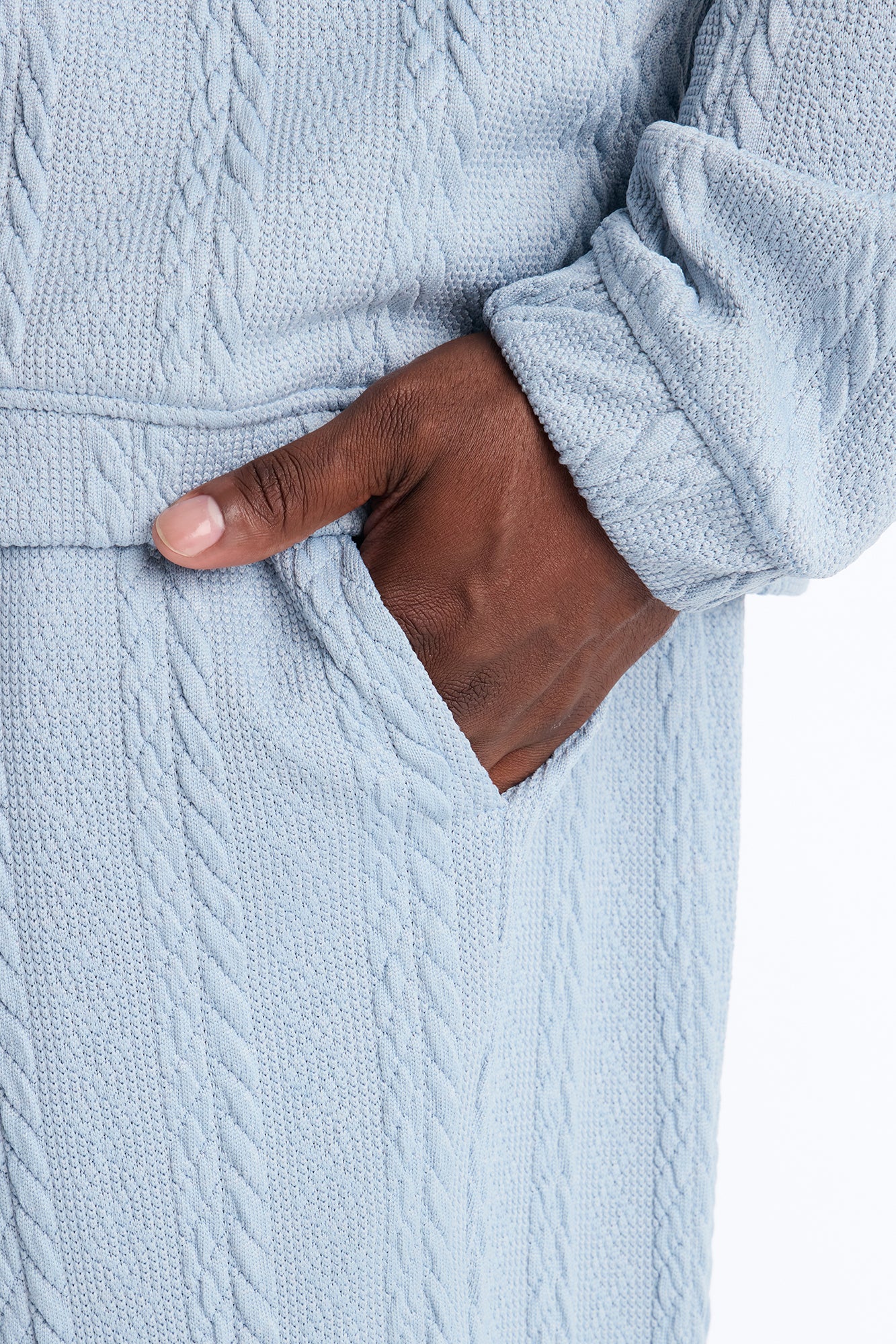 Baggy Textured Cozy Braided Pant - Blue - Image 9