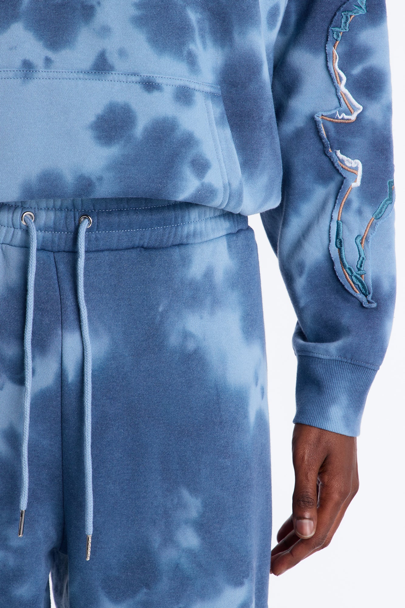 Baggy Von Dutch Outlaw Bleach Dyed Raw Edge Sweatpants - Blue - Image 3