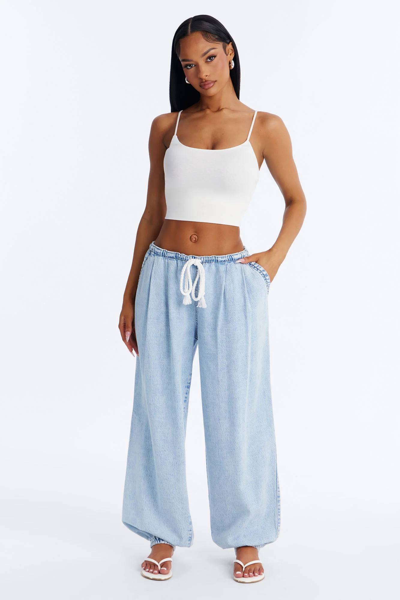 Bahama Babe Low Waist Pull On Jeans - Light Wash