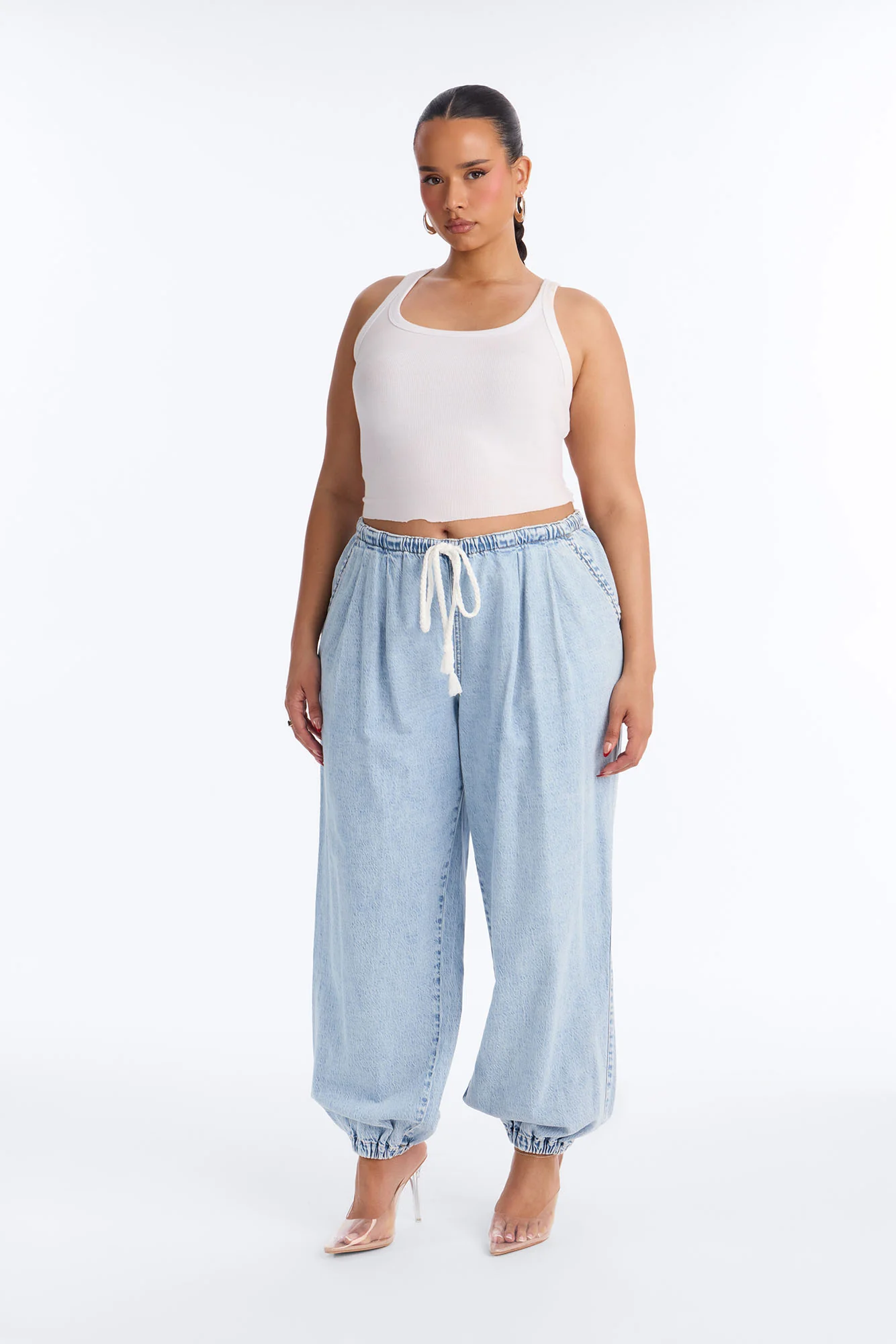 Bahama Babe Low Waist Pull On Jeans - Light Wash - Image 5