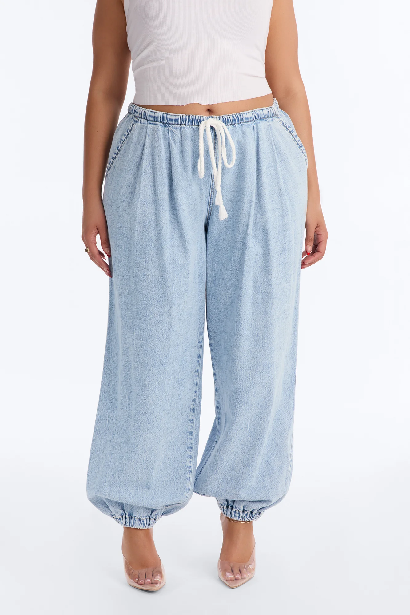 Bahama Babe Low Waist Pull On Jeans - Light Wash - Image 6