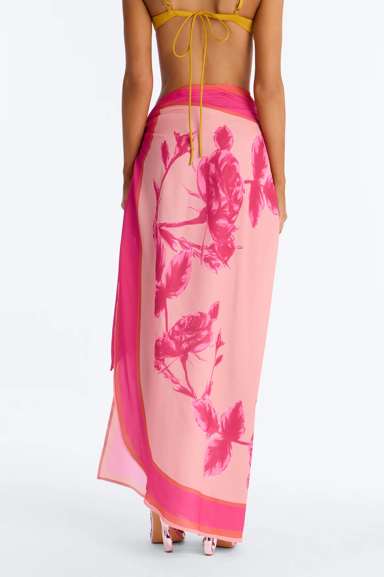 Bahama Time Tie Waist Saraong Maxi Skirt - Pink/combo - Image 3