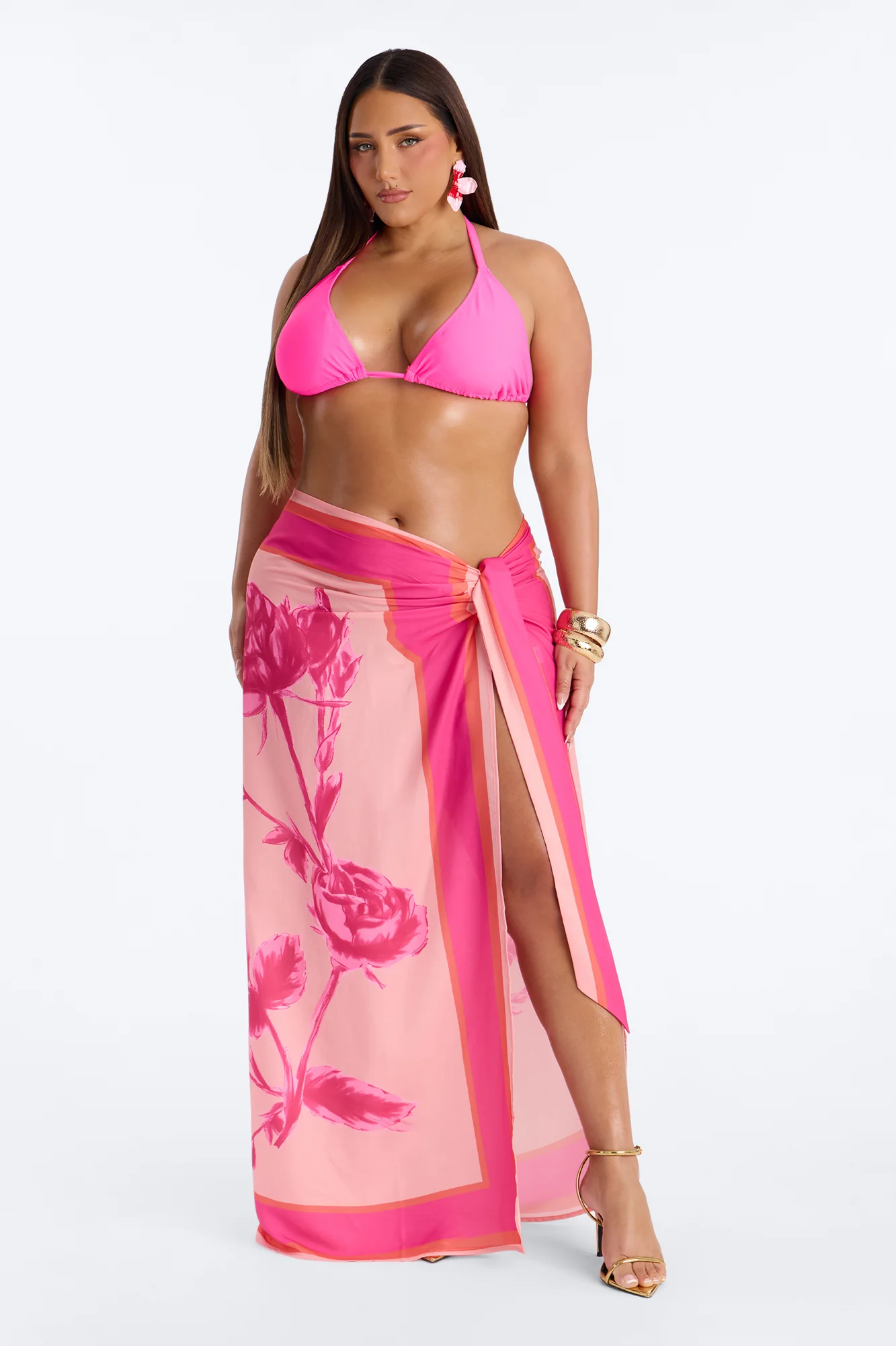 Bahama Time Tie Waist Saraong Maxi Skirt - Pink/combo - Image 4