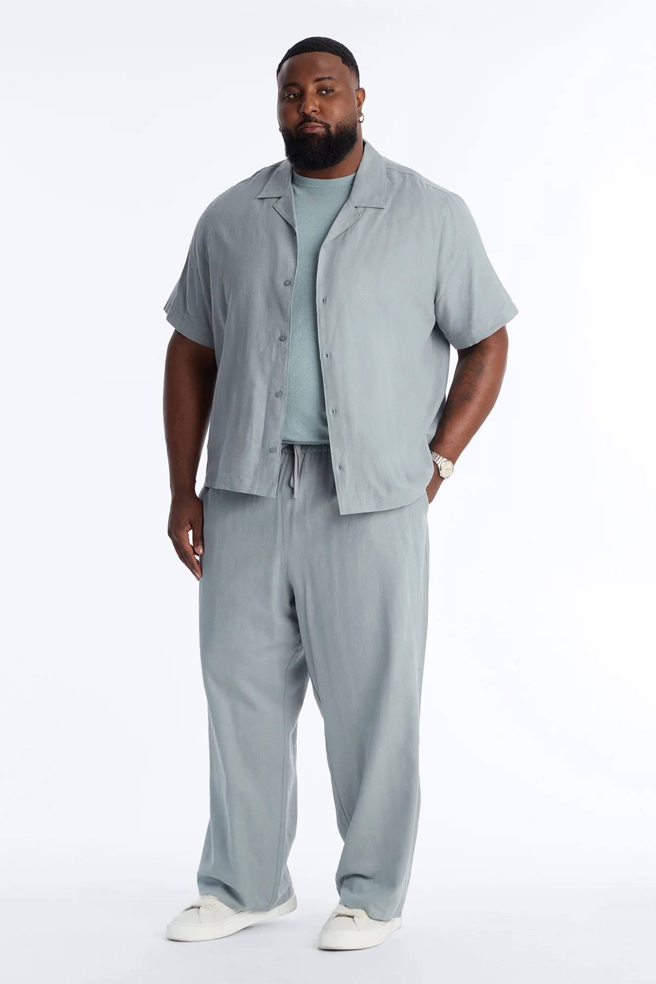 Bahamas Linen Baggy Pull On Pants - Slate Blue - Image 6