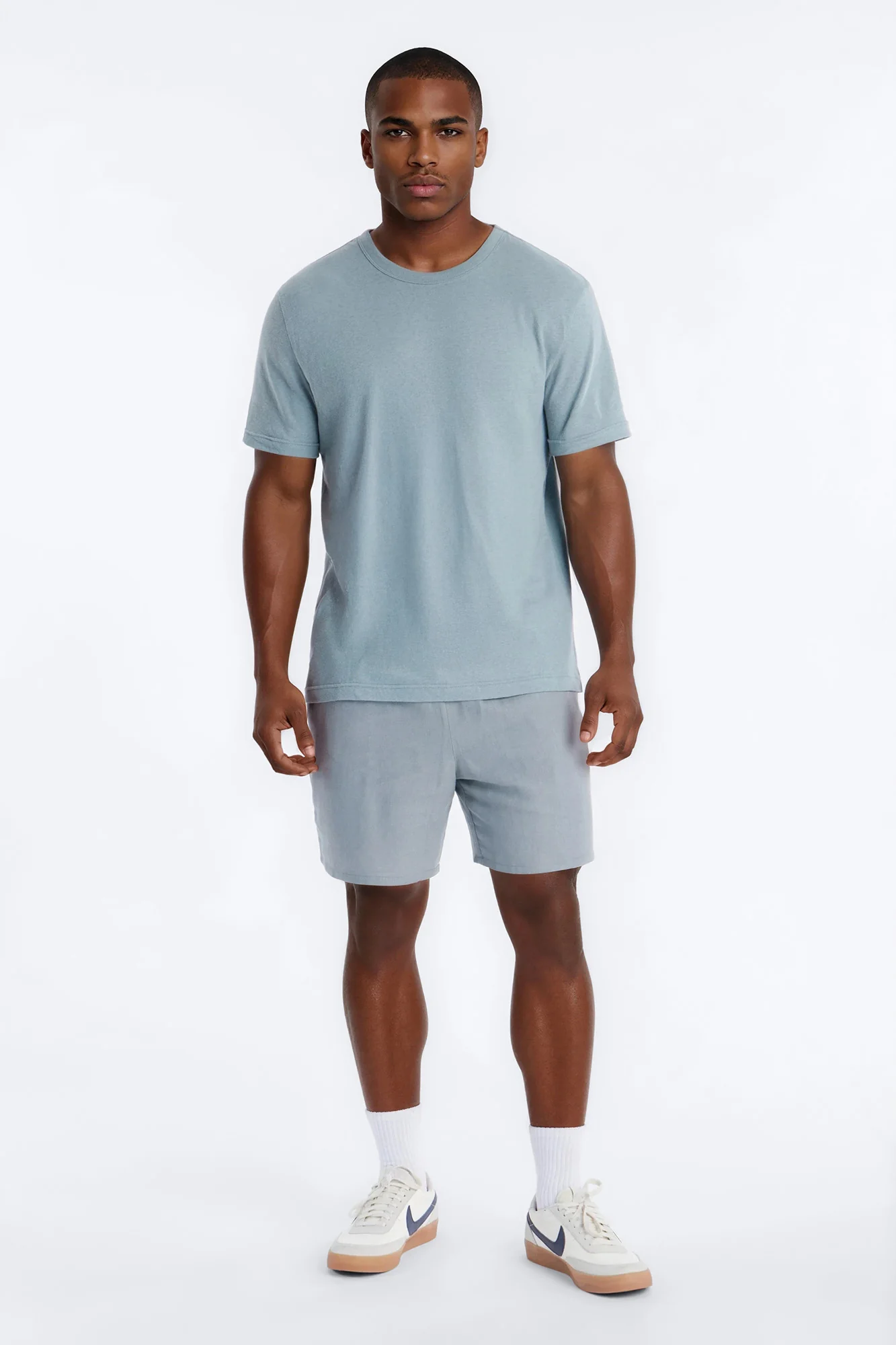 Bahamas Linen Crew Tee - Slate Blue - Image 2