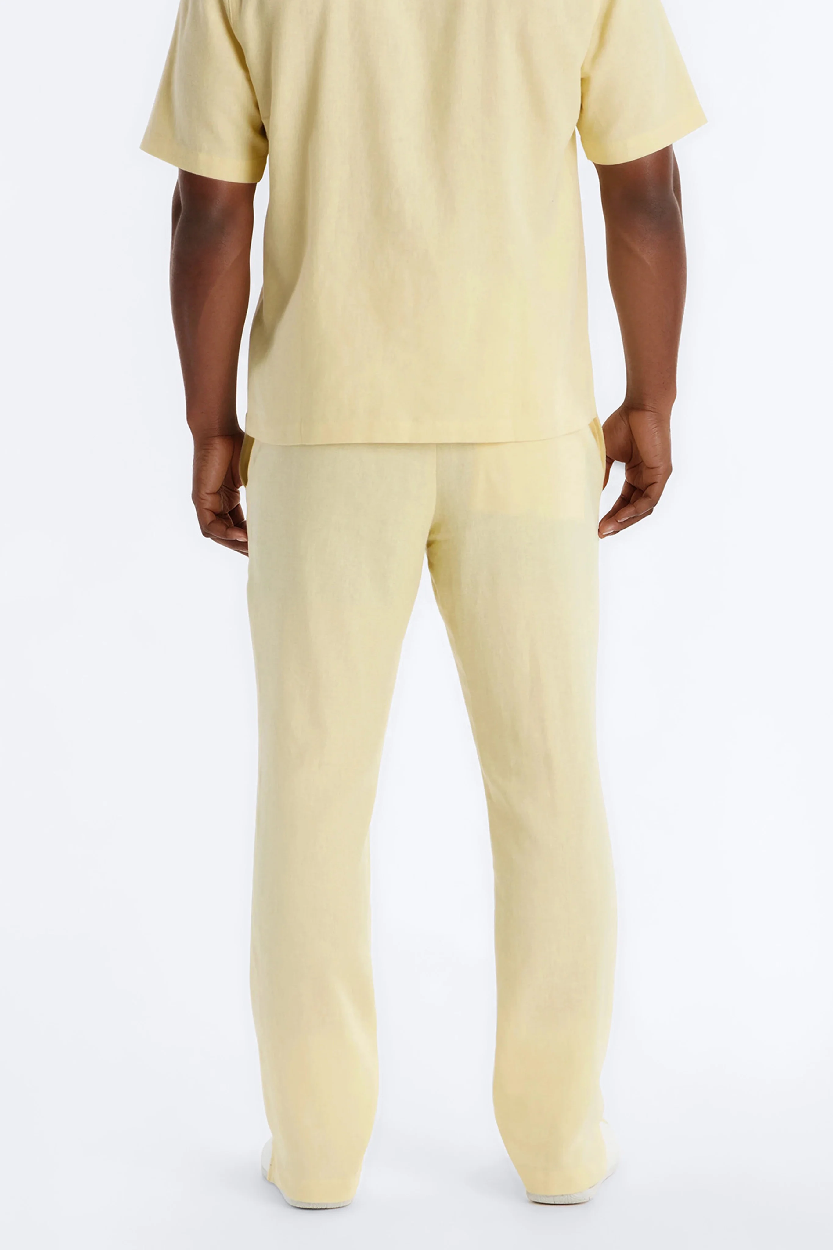Bahamas Linen Slim Pull On Pants - Butter Yellow - Image 4