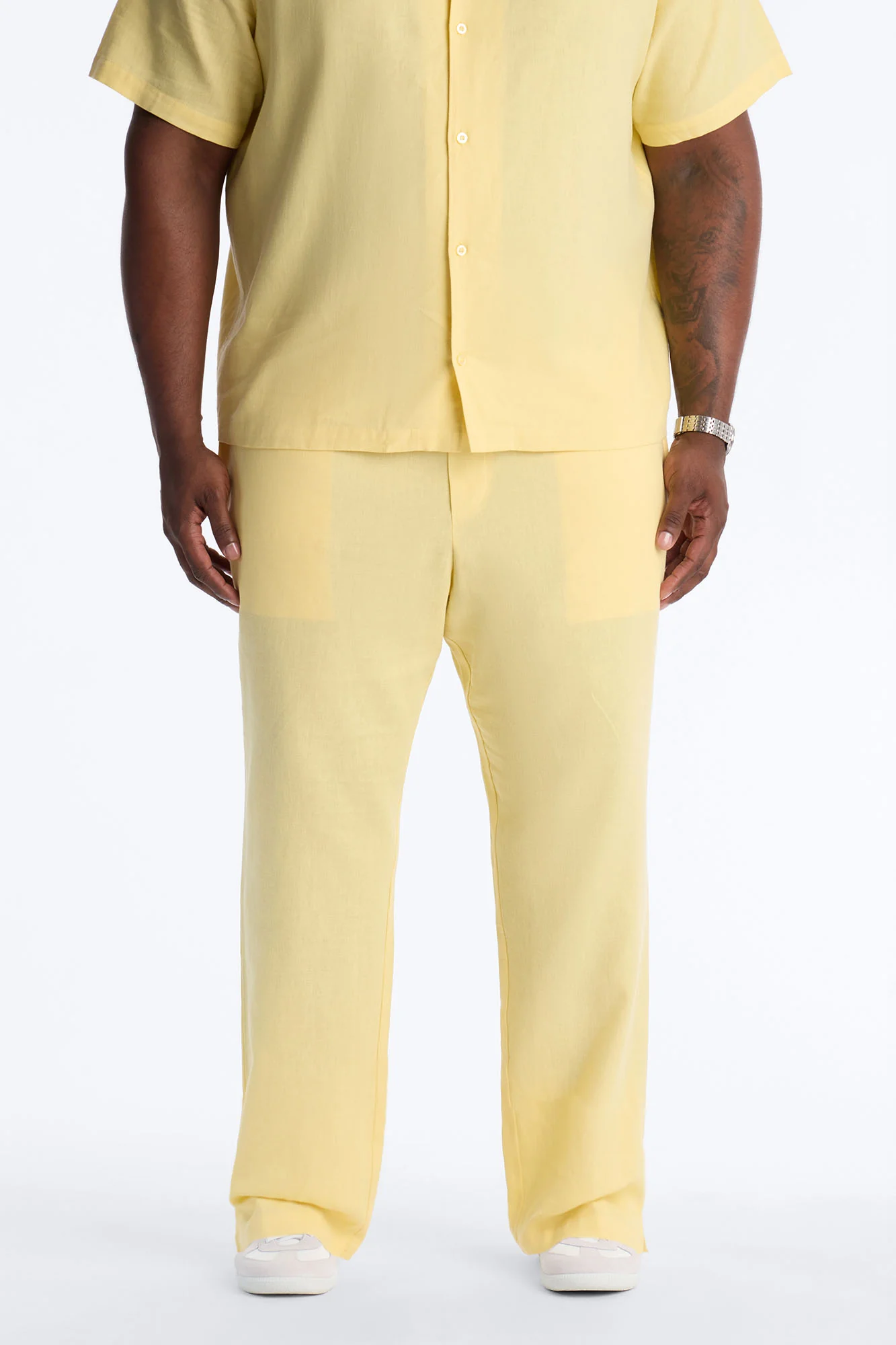 Bahamas Linen Slim Pull On Pants - Butter Yellow - Image 5