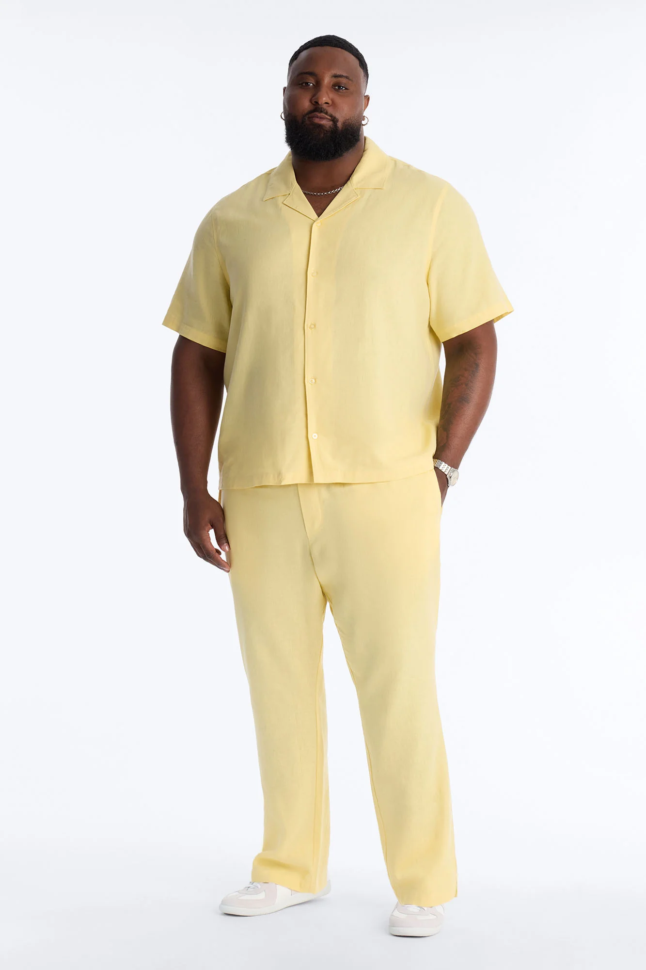 Bahamas Linen Slim Pull On Pants - Butter Yellow - Image 6