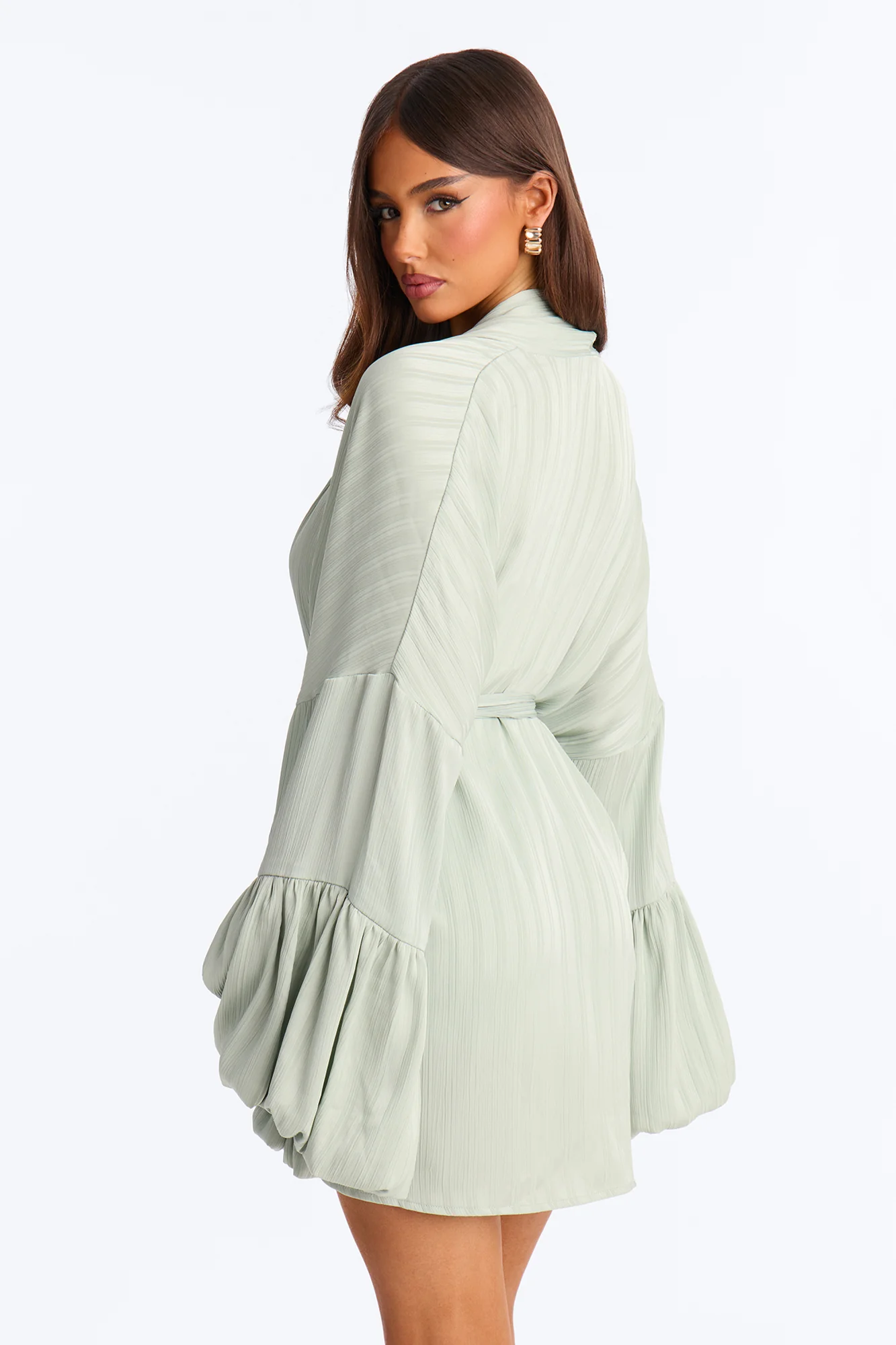 Bailee Satin Short Set - Sage - Image 4