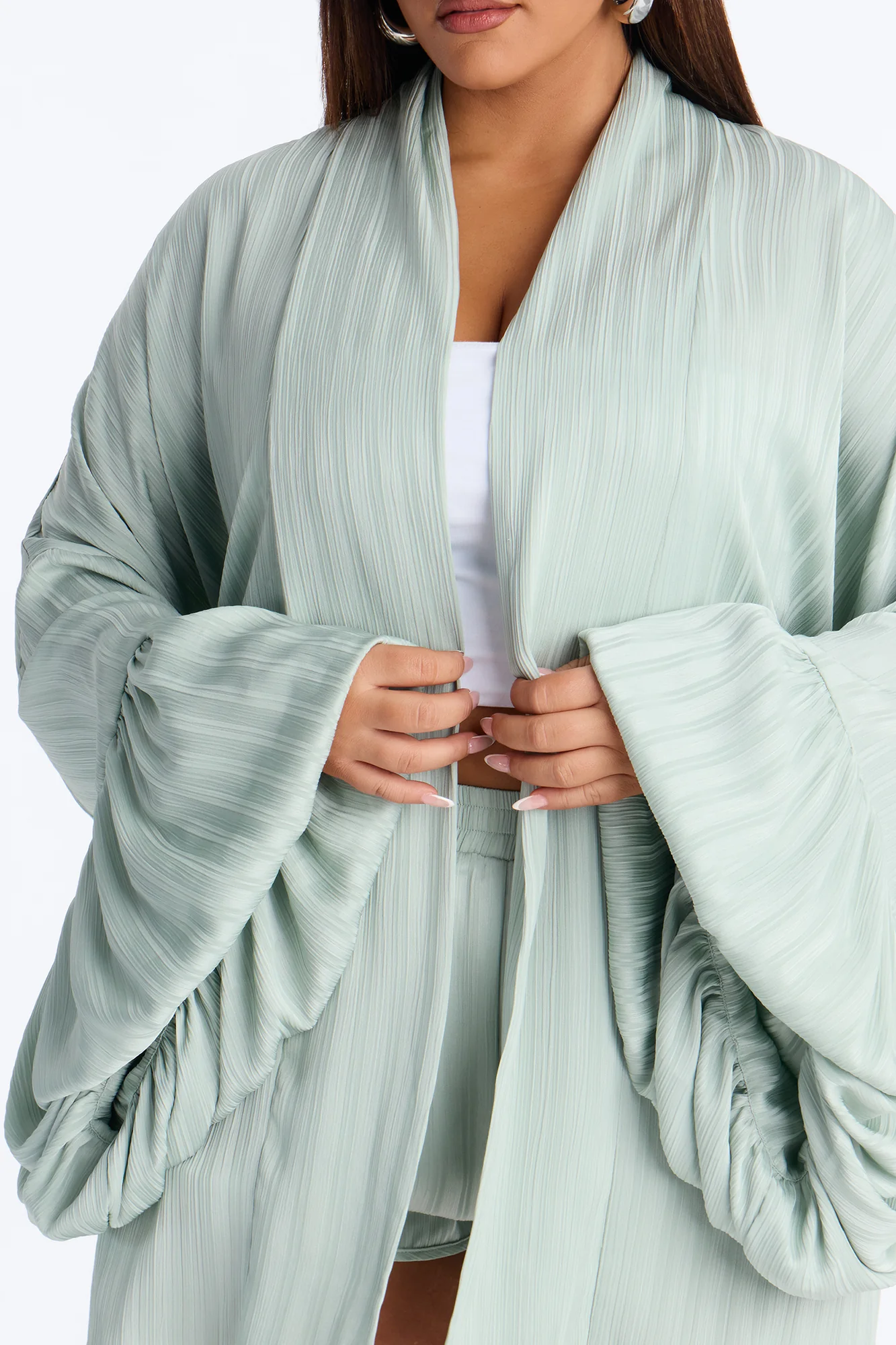 Bailee Satin Short Set - Sage - Image 7