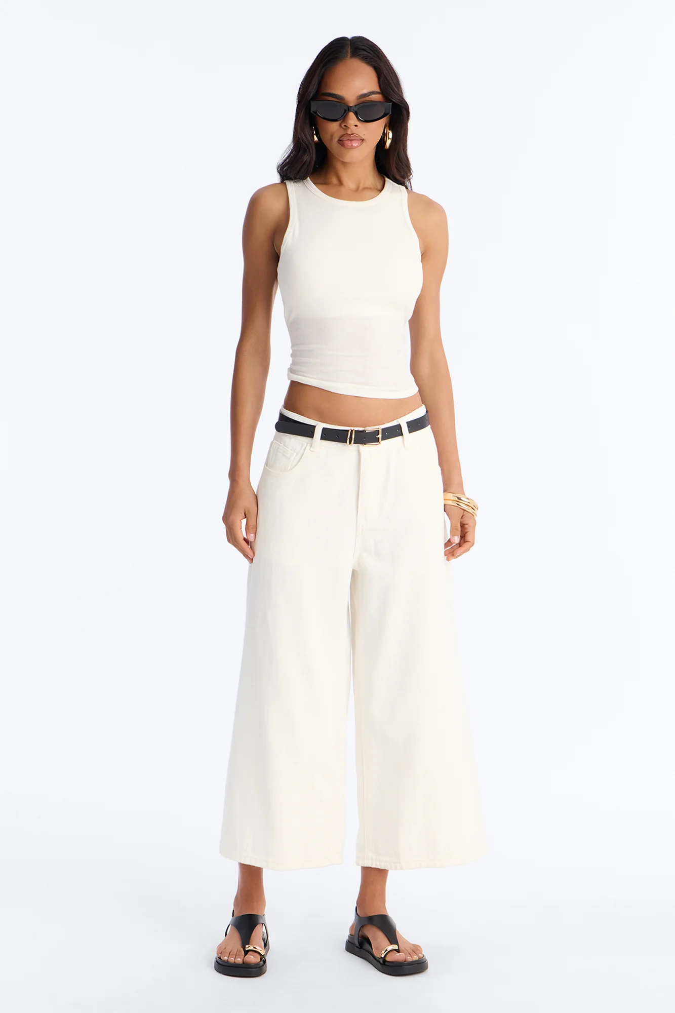 Bailey Built In Bra Ribbed Tank Top - White - Image 2
