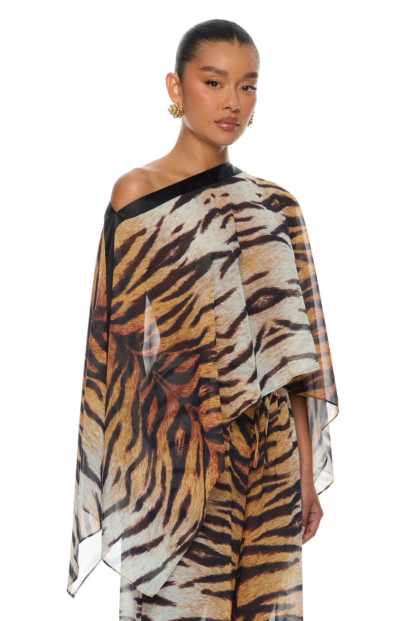 Bailey Chiffon Pant Set - Brown/combo - Image 2