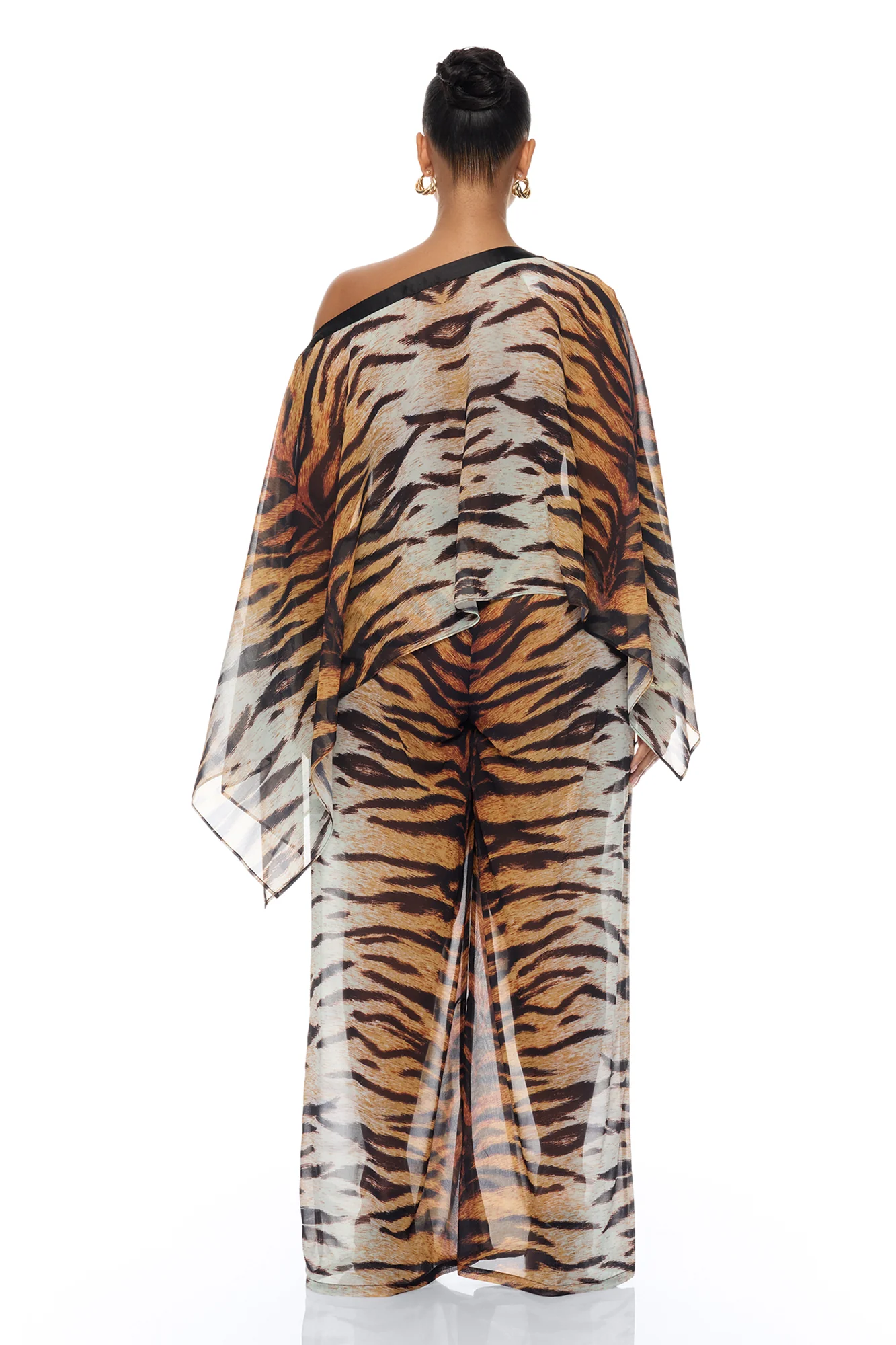 Bailey Chiffon Pant Set - Brown/combo - Image 8
