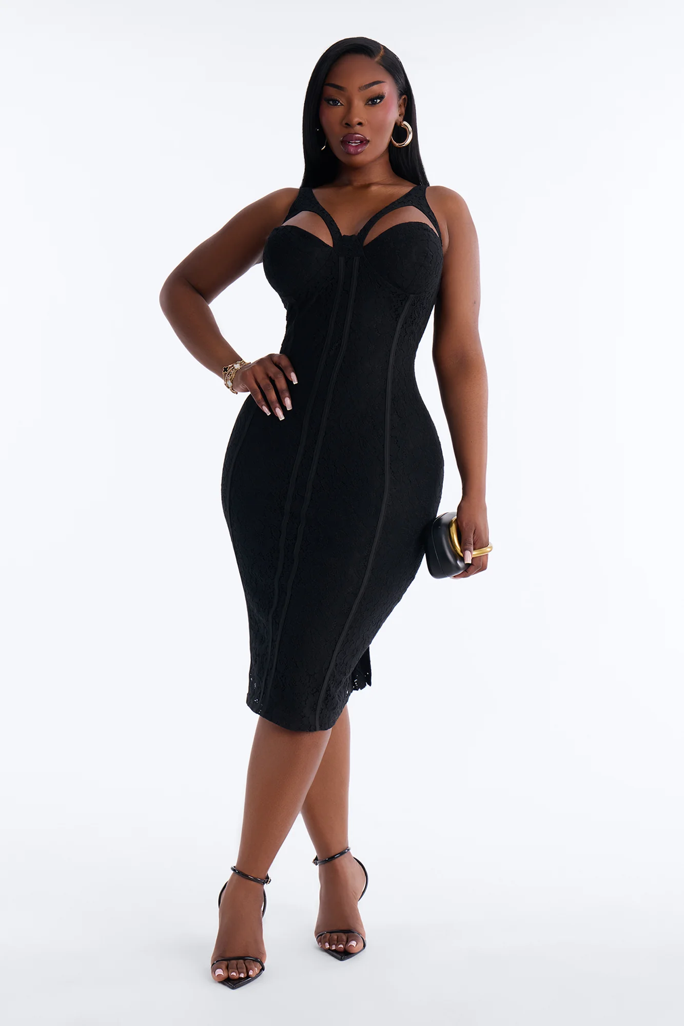 Bailey Lace Midi Dress - Black - Image 5