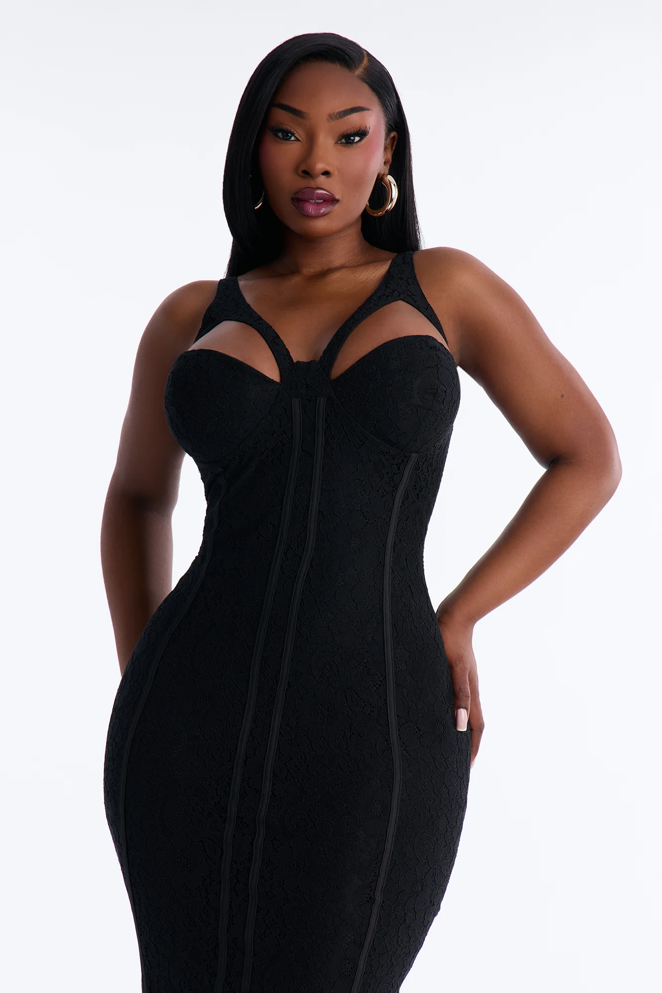 Bailey Lace Midi Dress - Black - Image 6